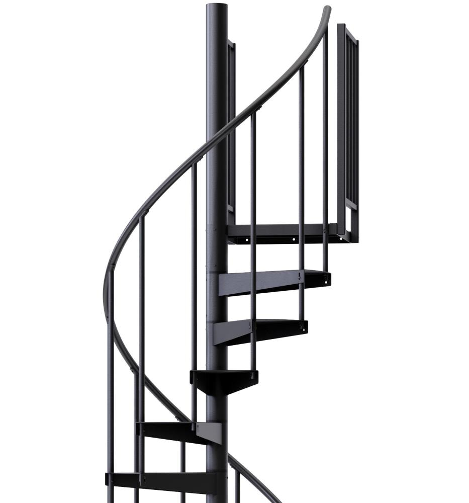 Mylen Stairs Condor 42-in x 11.25-ft 2 Platform Rails Black Spiral ...