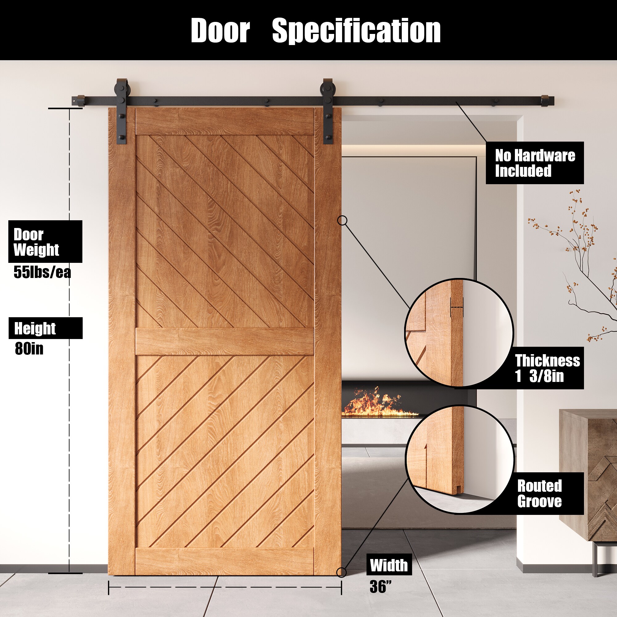 HOMACER XT4-3680-EA Barn-Doors - View #2