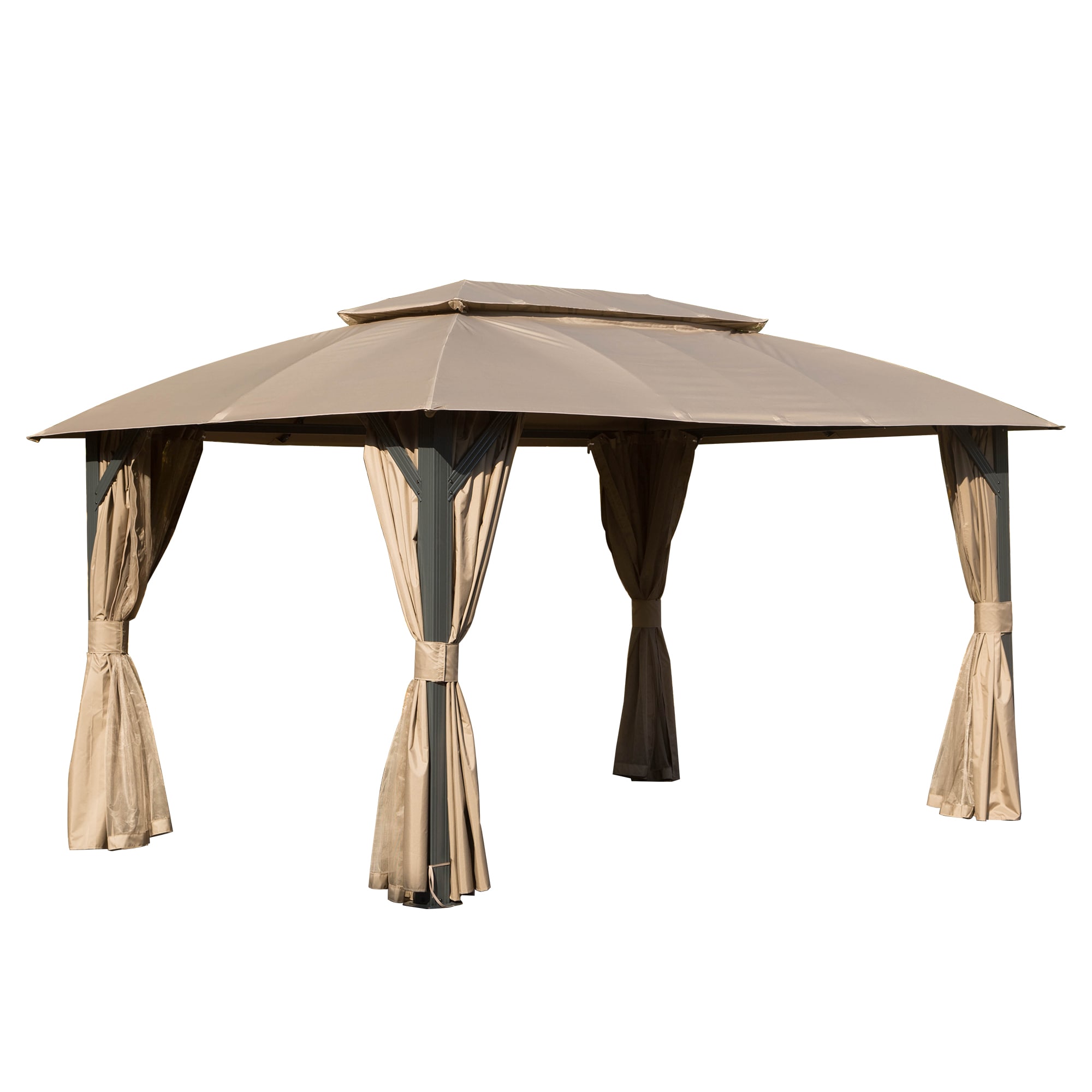 LIVIZA GLY-1625-BN 14-ft x 10-ft Brown with Soft Top Roof (Screen Included)