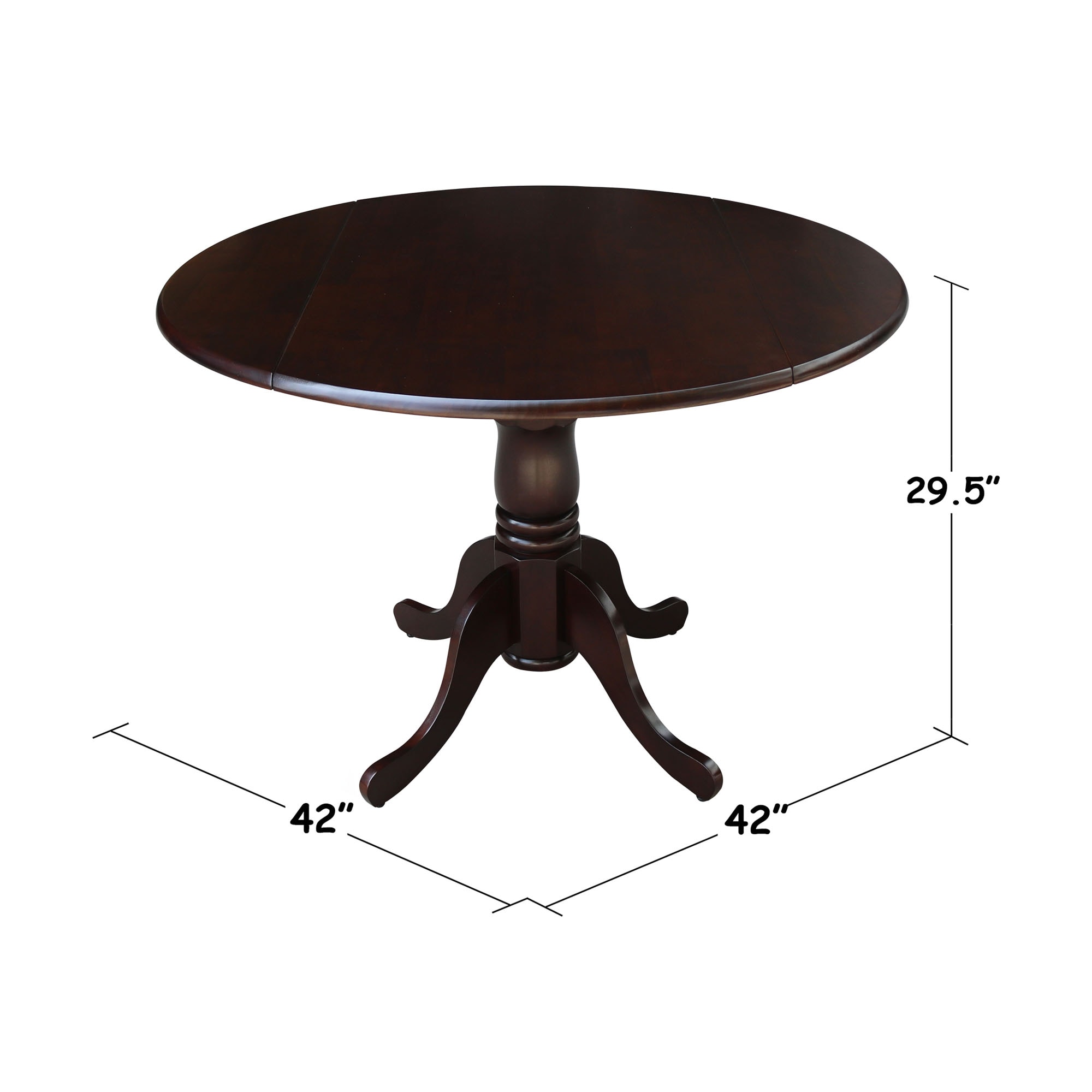 International Concepts Rich Mocha Round Traditional Extending Drop Leaf ...