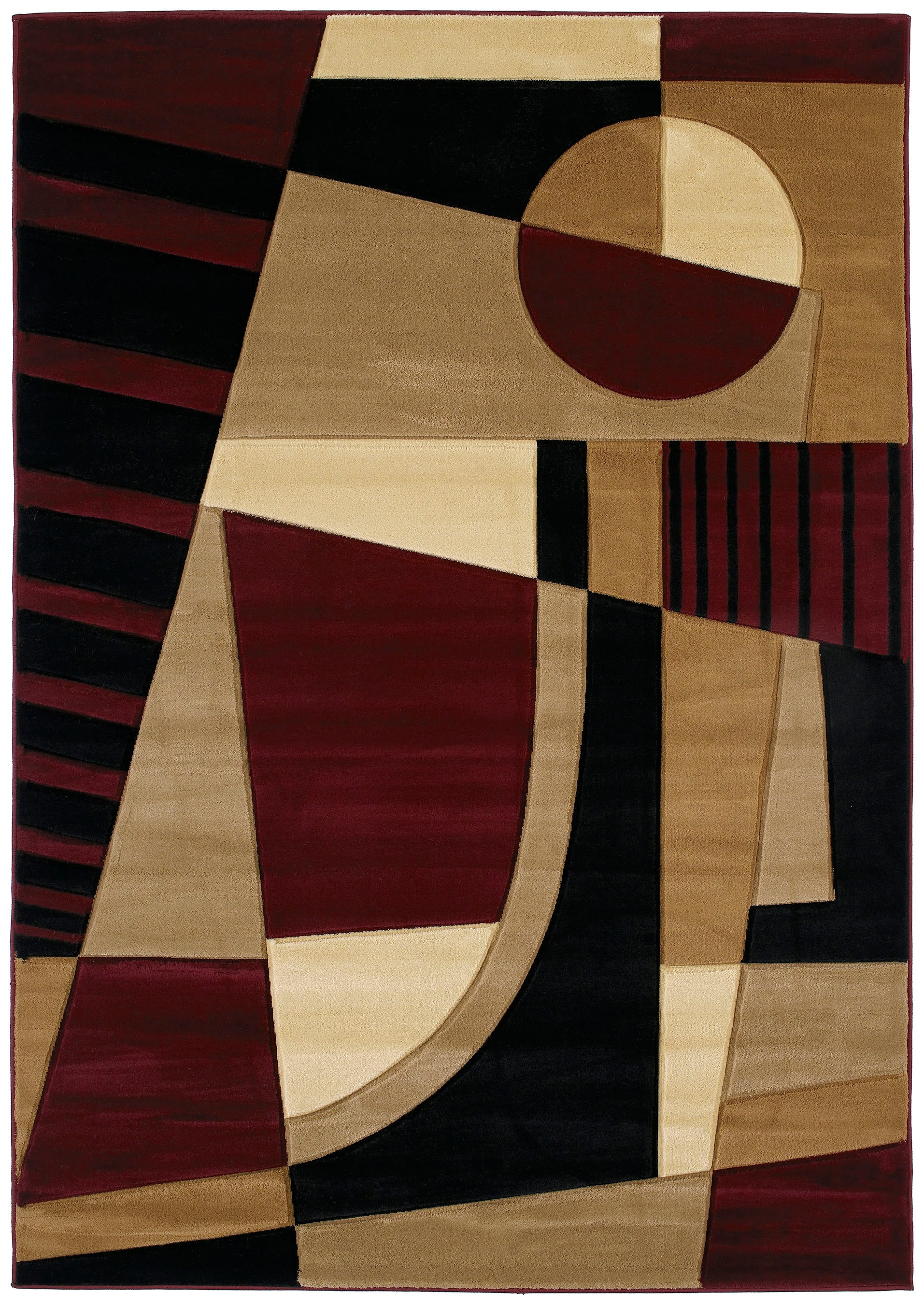 United Weavers Of America 510 20734 69 Contours 5 x 8 (ft) Polypropylene Burgundy Rectangular Indoor Geometric Area rug