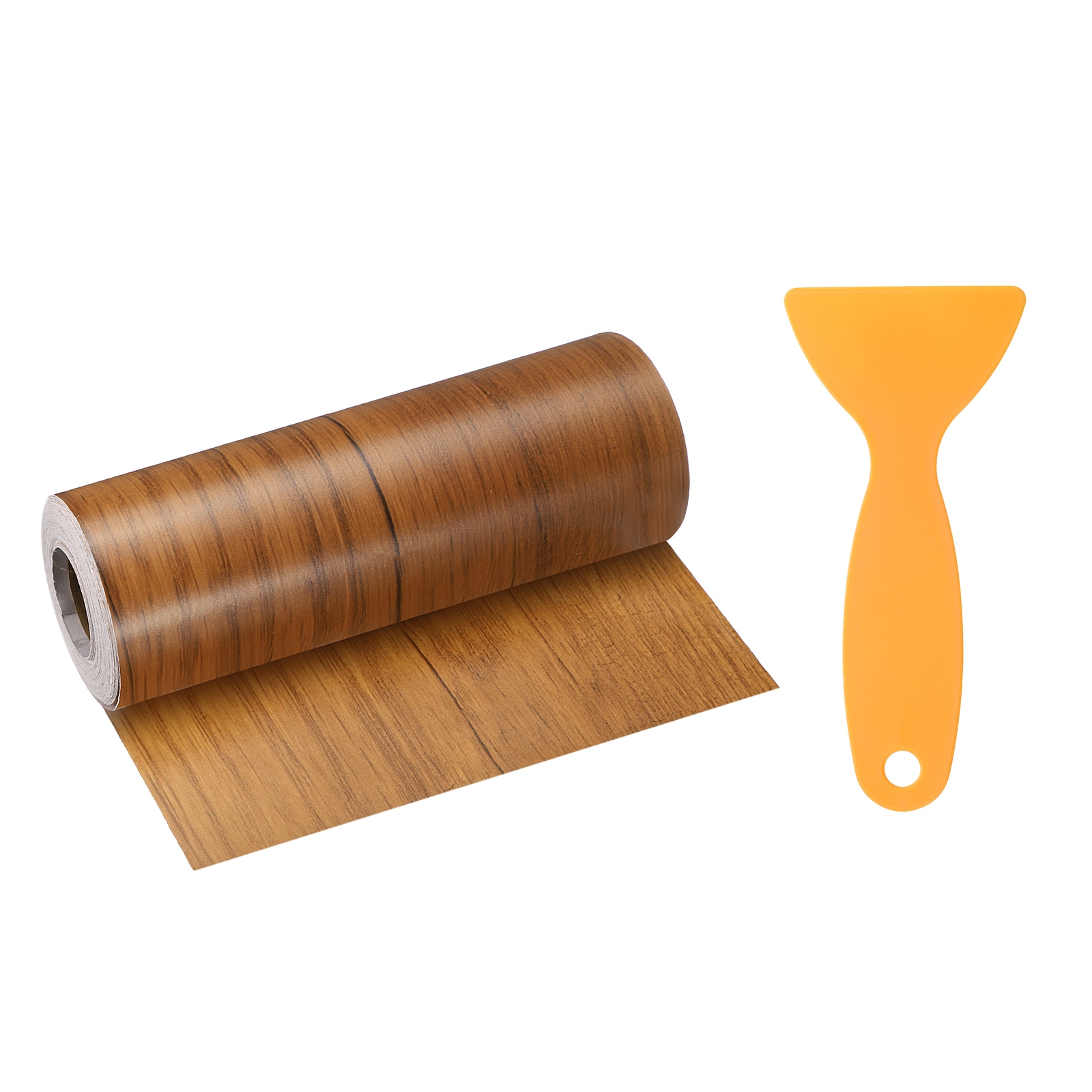 Harfington Wood Grain Repair Tape 6inch x 33ft Self Adhesive Repair Patch Tape Simulated Wooden Floor Tapes with Plastic Scraper for Tables Doors Windows Furniture Dark Brown Wood