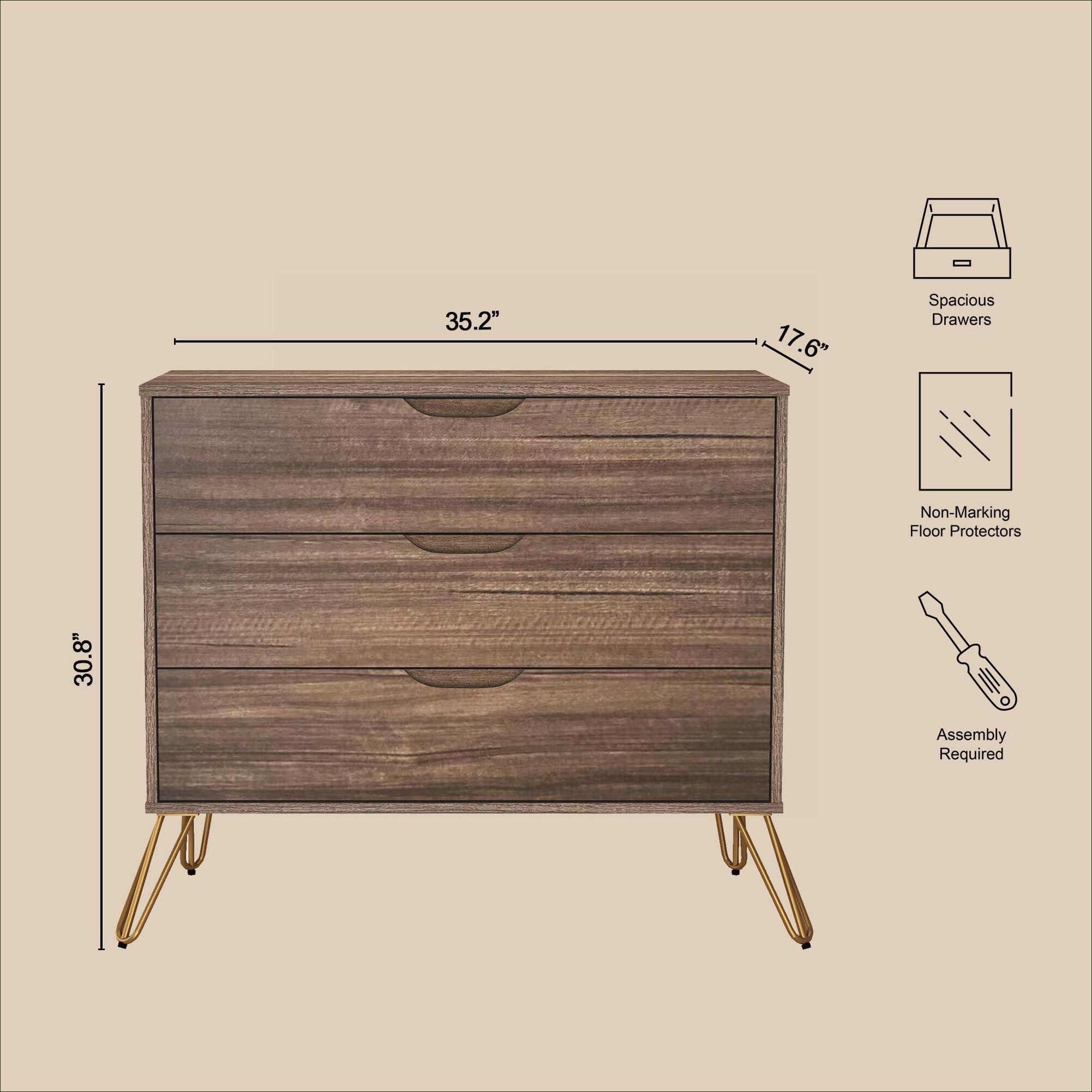 Visual Reference: Watnature Brown Finish Contemporary Minimalist 4 Drawer Dresser Compact