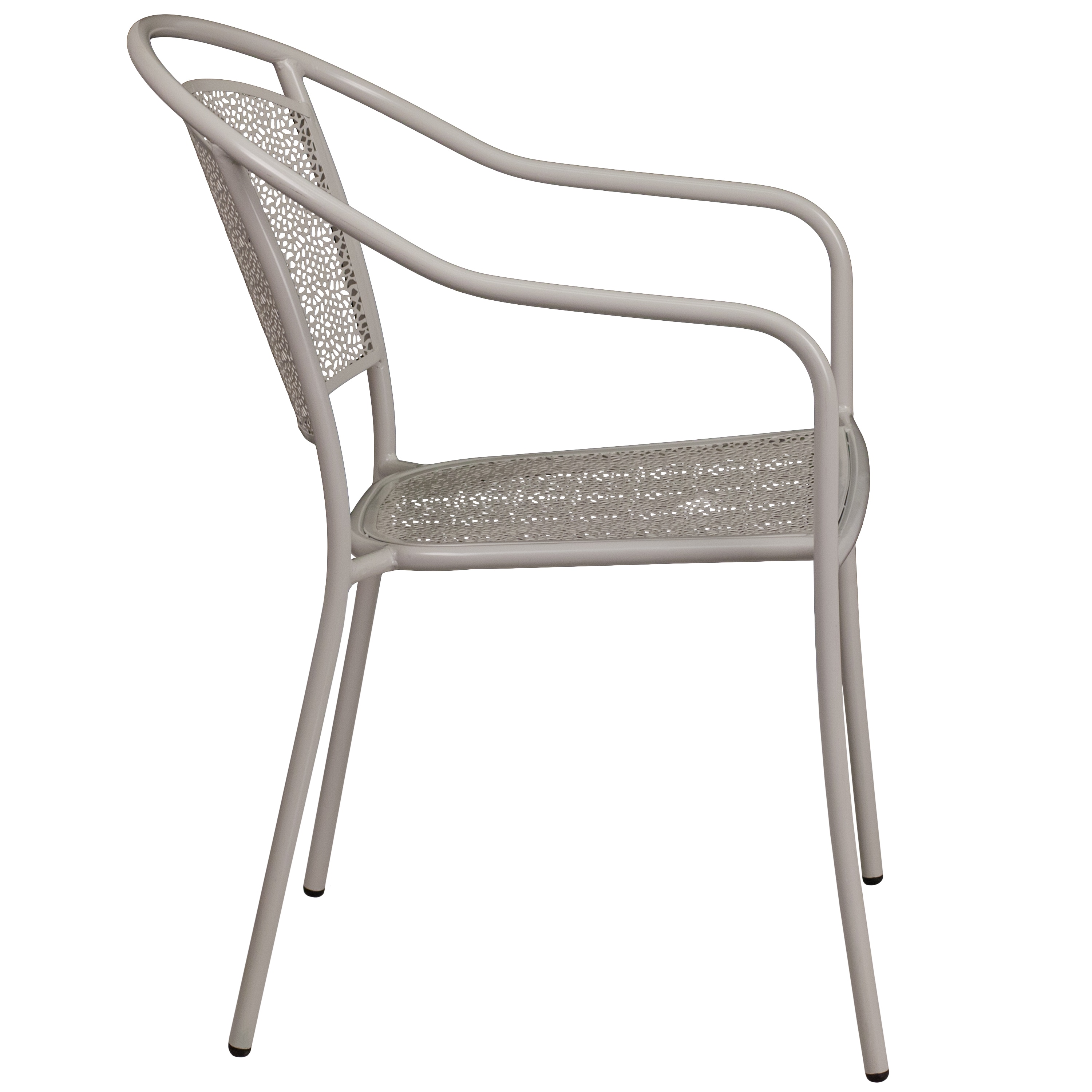 Light Gray Metal Rain Flower Design Stackable Dining Chair