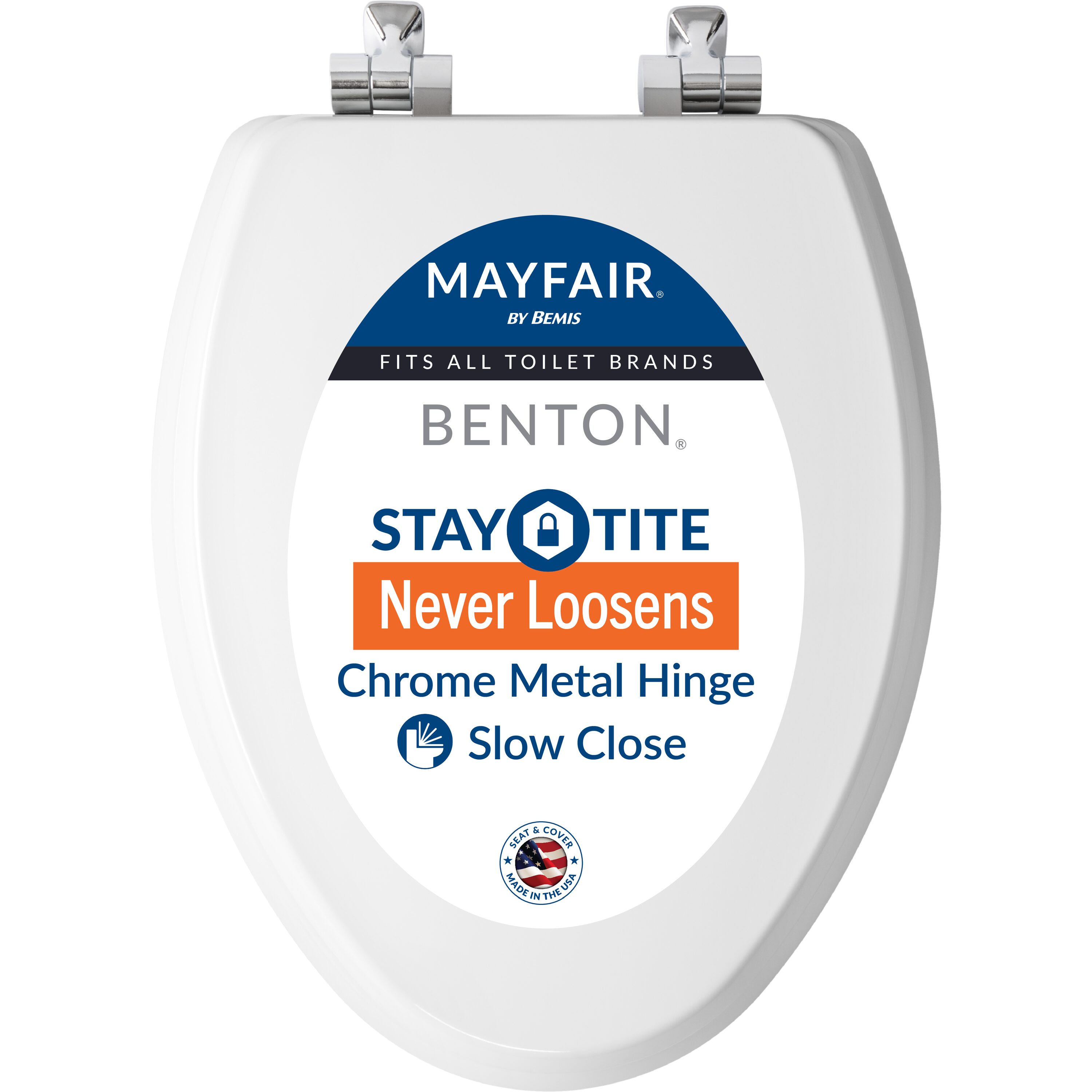Mayfair by Bemis Benton Wood White Soft Close Toilet Seat