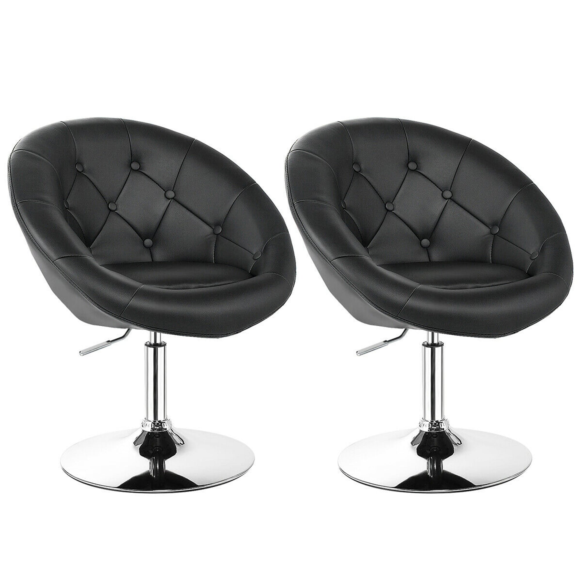 Costway SXL00134 Set of 2 Black 16-in H Short (less than 23-in) Saddle Seat Upholstered Swivel Metal Back Bar Stool Back