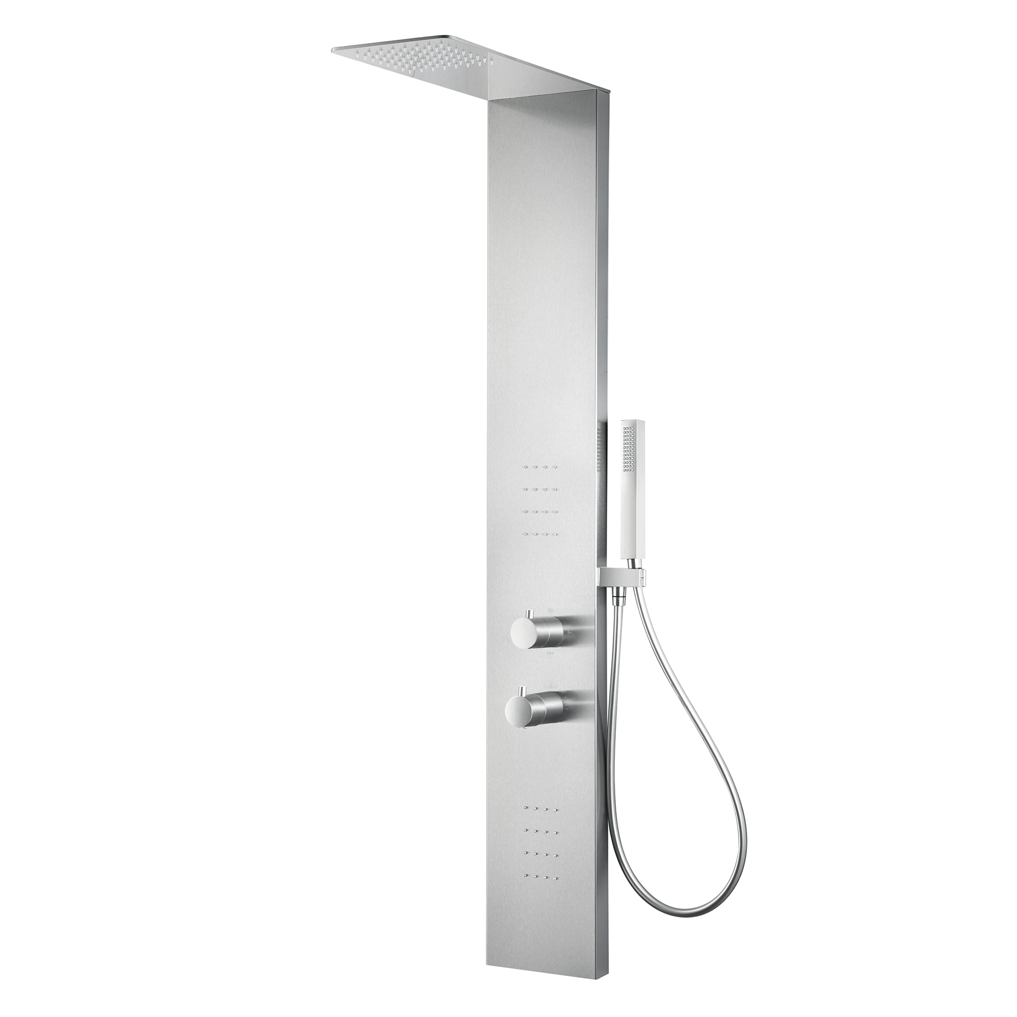 ANZZI SP-AZ079CH Collines Series 55 in. 2-Jet Shower Tower with Heavy Rain Shower and Body Jets and Spray Wand in Polished Chrome