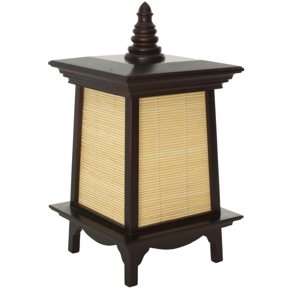 Red Lantern PUGGI-J301 Oriental Furniture 18-in Brown Table Lamp with Wood Shade