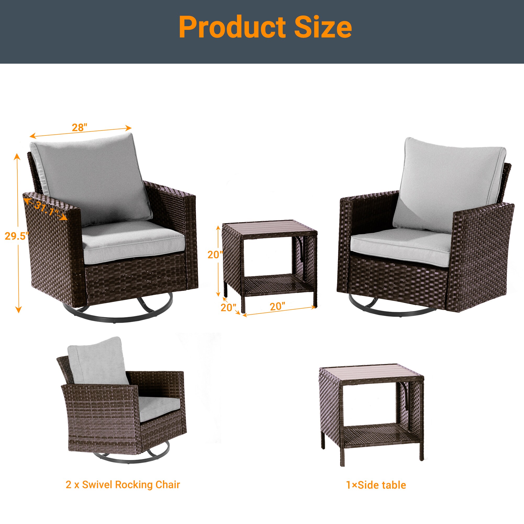 Sonkuki SD-PS2R-BLY-T3 Patio-Conversation-Sets - View #2
