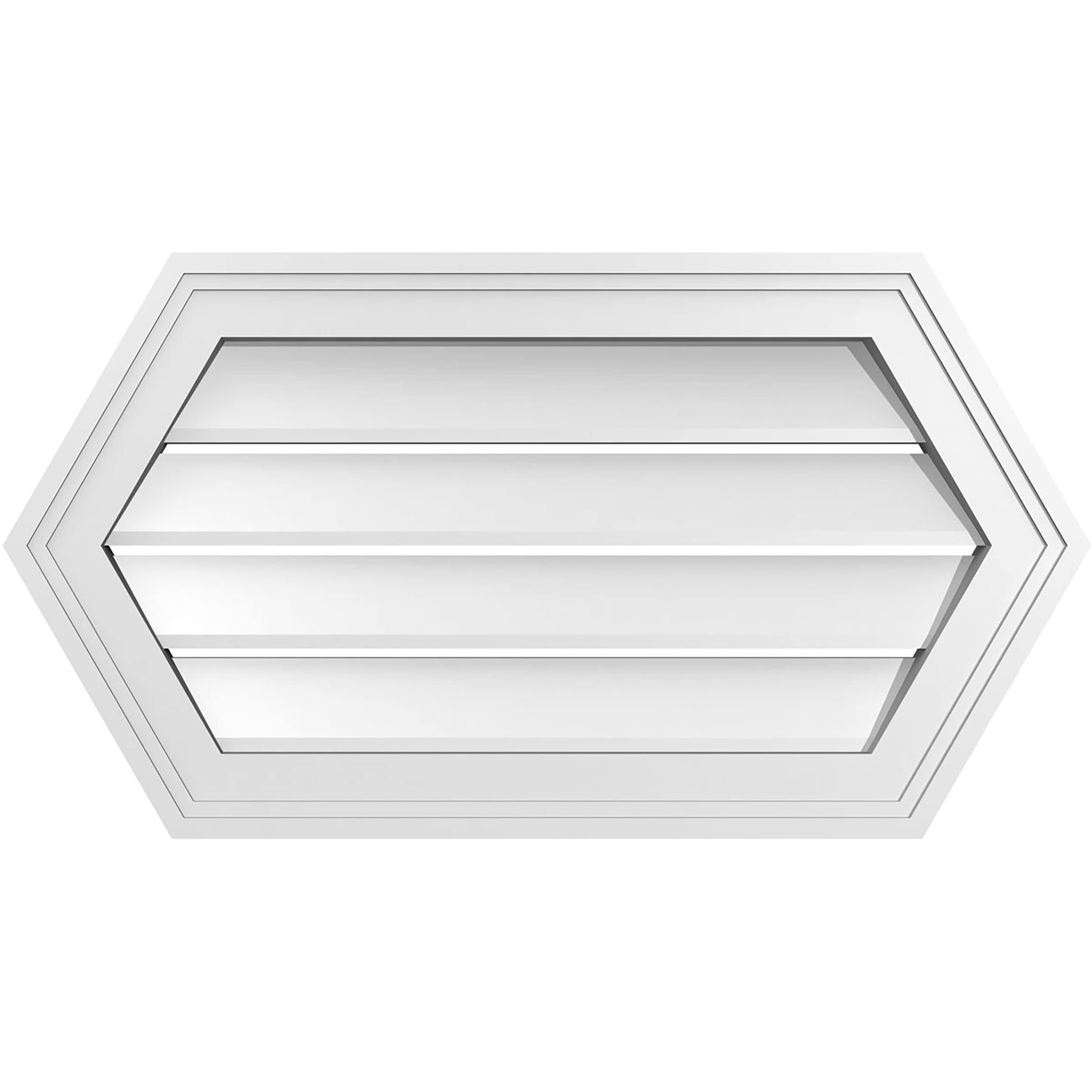 Ekena Millwork GVPHP26X1402SF 26-Inches x 14-Inches Off-white Peaked PVC Gable Louver Vent