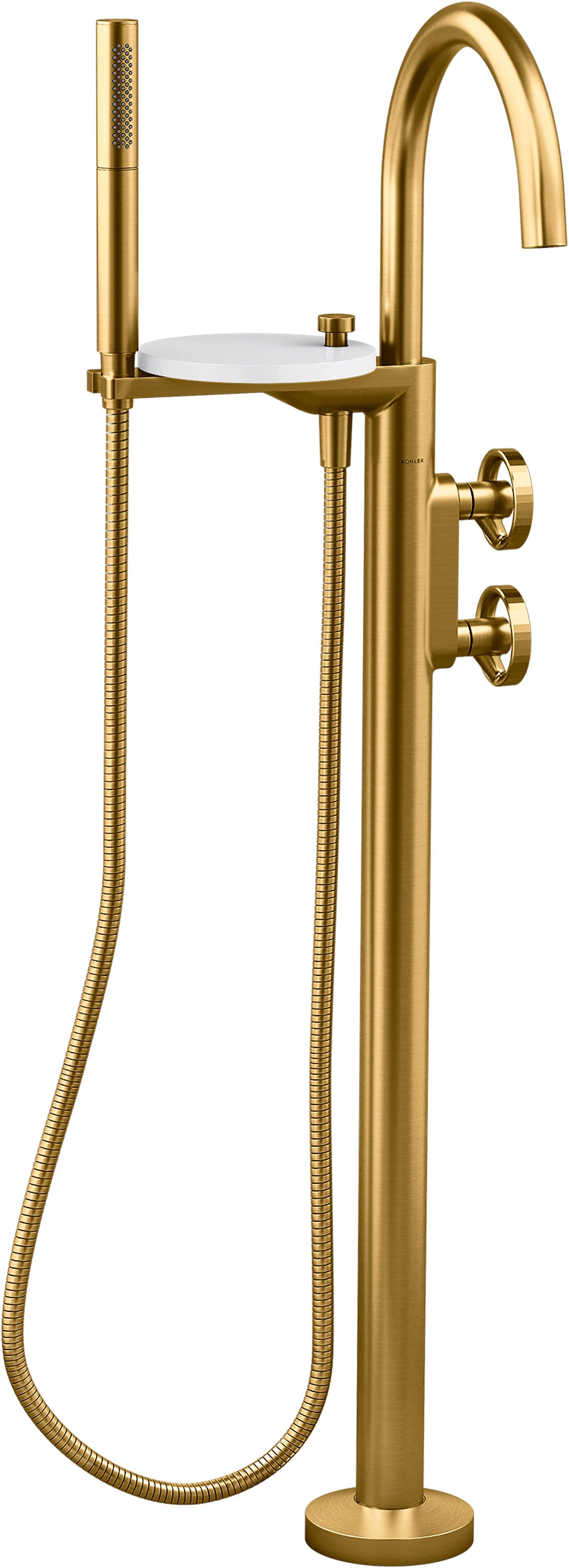 KOHLER K-T77984-9-2MB Components Vibrant Brushed Moderne Brass 1-handle Residential Freestanding High-arc Bathtub Faucet with Hand Shower (Valve Included)