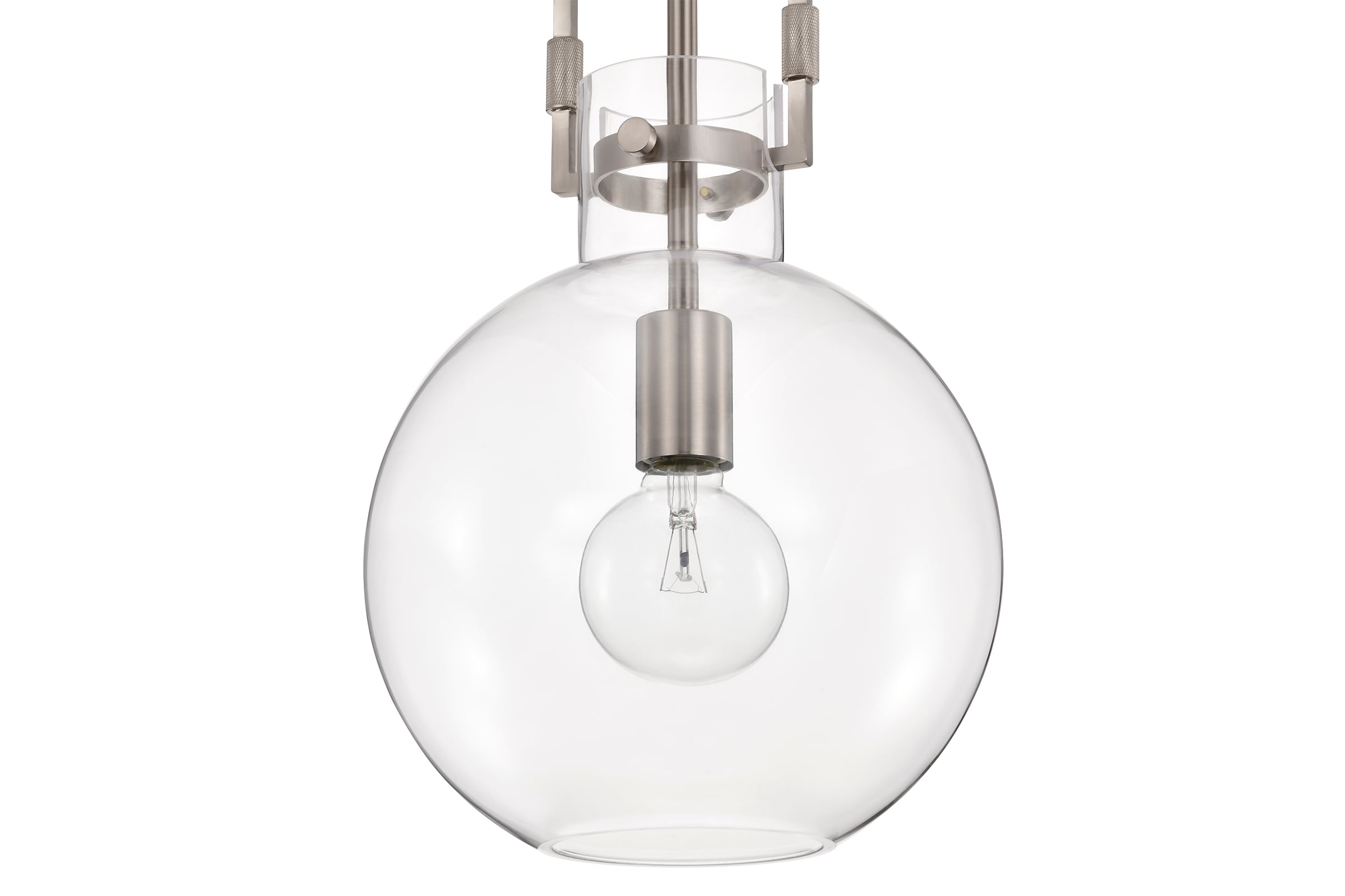 Brushed Nickel 10" Globe Clear Glass Pendant Light