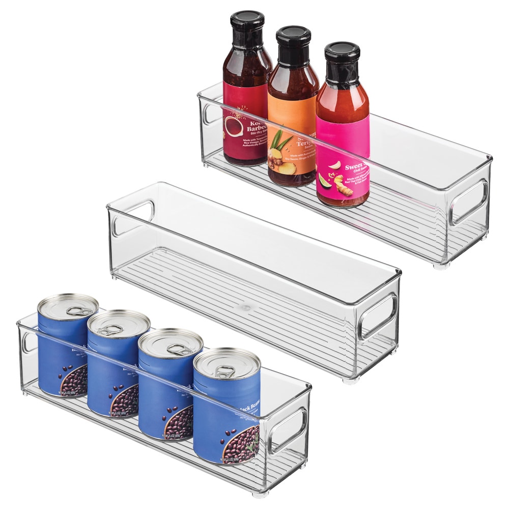 iDesign 29086M3 Plastic Stackable Fridge Bin with Handles - Set of 3 - Clear - Made in USA