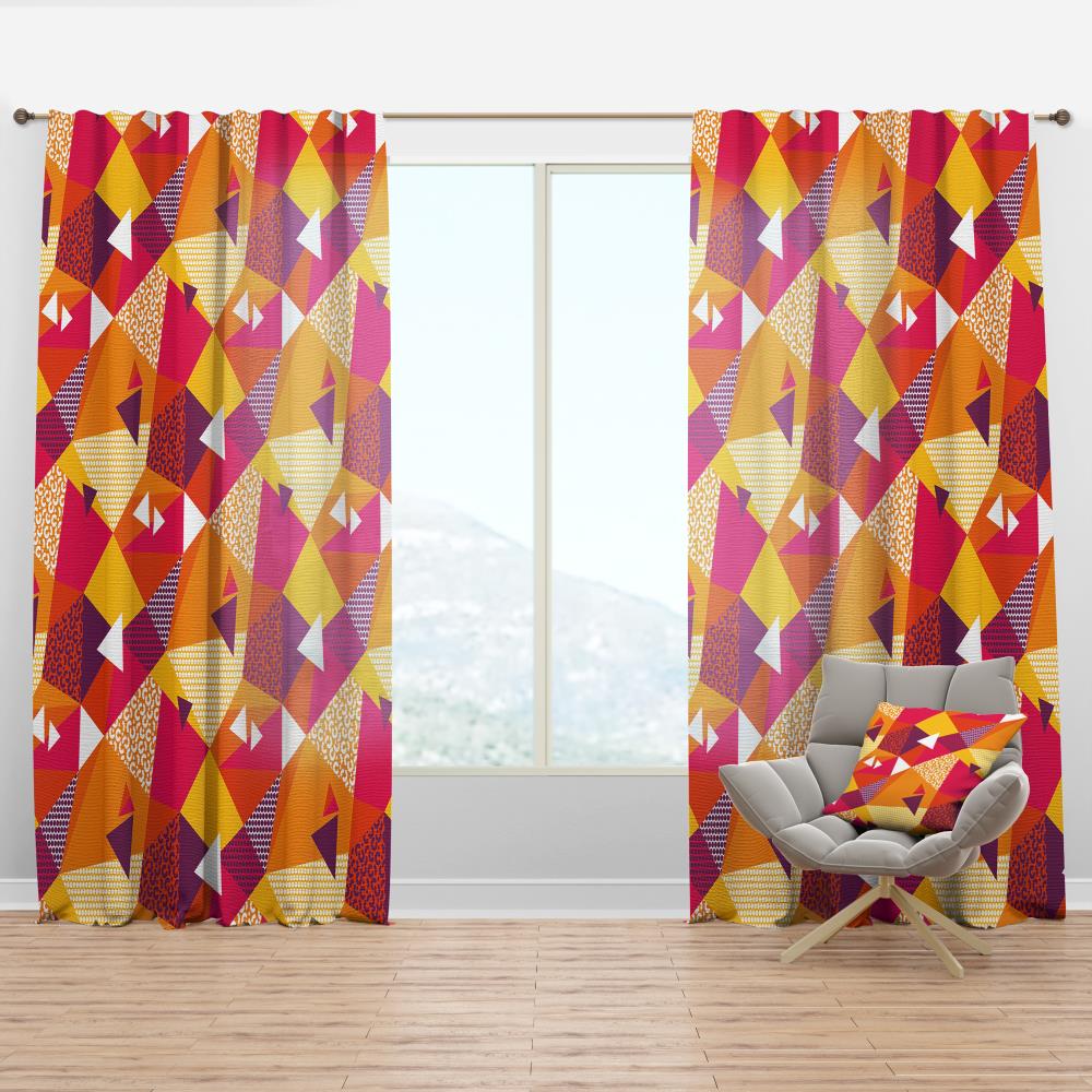 Designart CTN24619-52-90 90-Inches Yellow Geometric Room darkening Thermal lined Rod pocket Single curtain panel