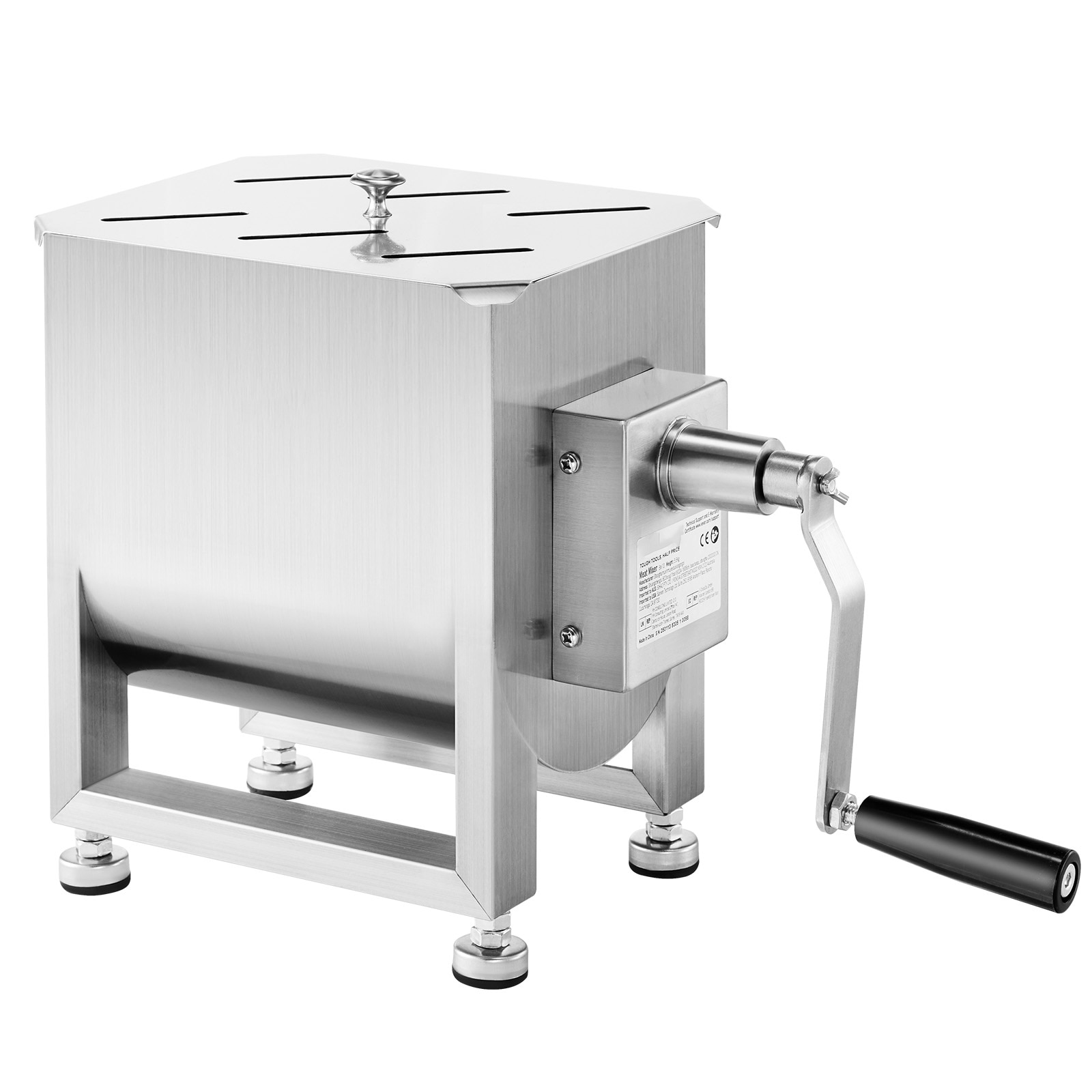 SVOPES SCSYRLJBJBKQ06894V0 Manual Meat Mixer 15L Fixed Tank Meat Processing Equipment(Mixing Max 15LBS for Meat) Stainless Steel Meat Mixer Sausage Mixer Machine with Lid Handle Gear Reducer Ground Beef Hand Mixer