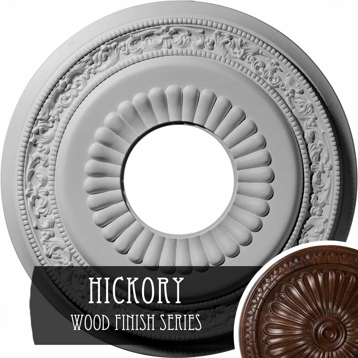 Ekena Millwork CM20LNHIS Lauren 20.625-in W x 20.625-in L Hickory Polyurethane Ceiling Medallion