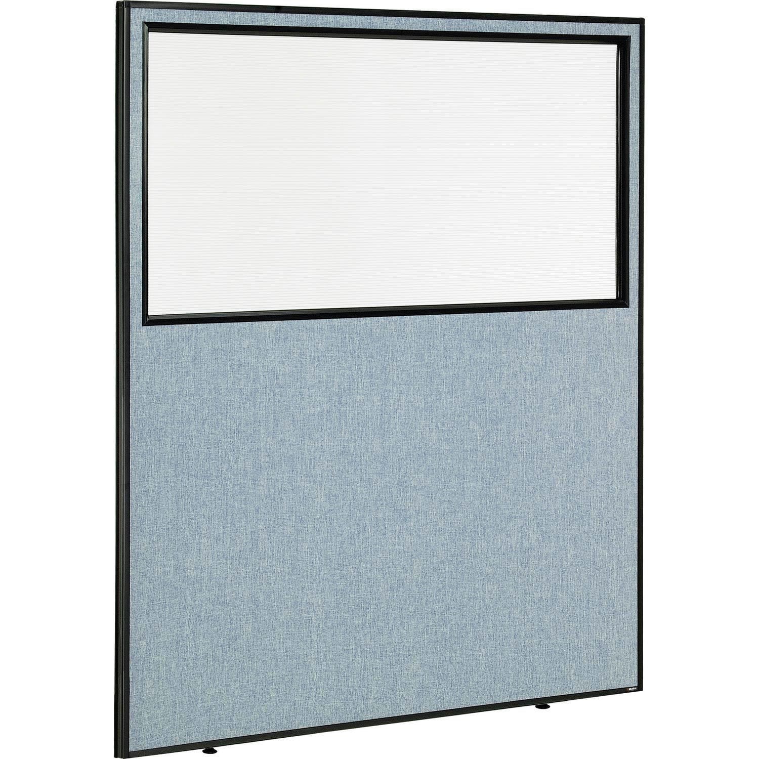 Global Industrial 695790WBL Office Partition Panel With Partial Window 60-14-inW x 96-inH Blue