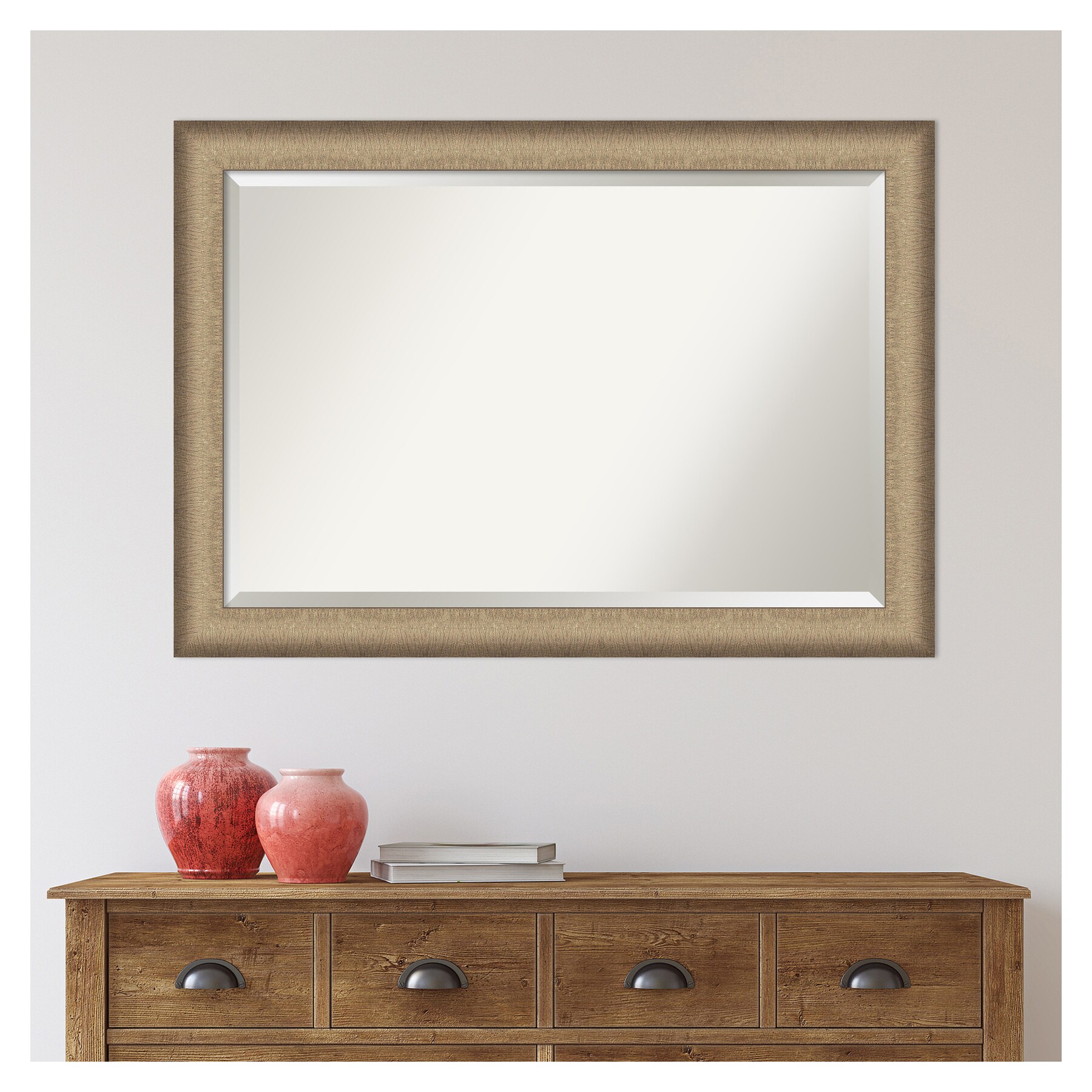 Elegant Brushed Bronze Rectangular Wall Mirror 40.75" x 28.75"