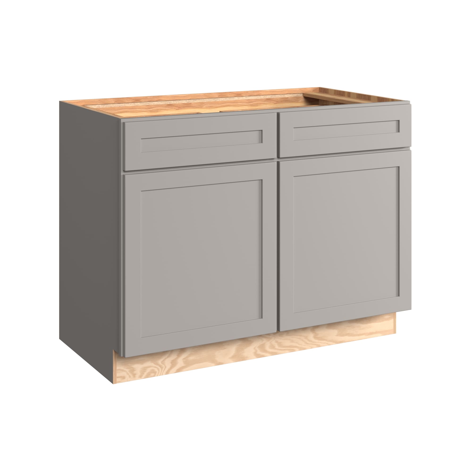 KraftMaid Momentum B45G81 Deveron 45-in W x 34.5-in H x 24-in D Pebble Grey 2 -Drawers Base Fully assembled Plywood Cabinet Recessed Panel Shaker