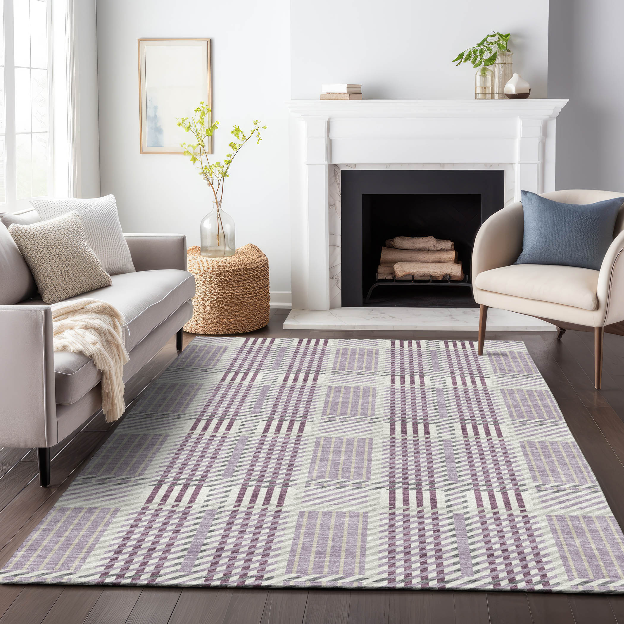 Addison Rugs ACN1000LV5X8 Chantille ACN1000LV 5 x 7 (ft) Polyester Lavender Rectangular Indoor/Outdoor Geometric Machine washable Area rug