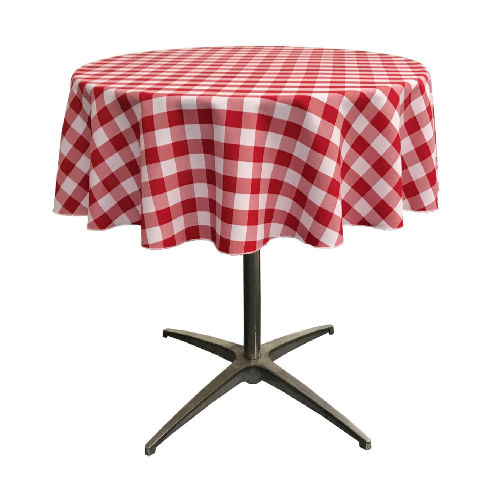 Slickblue Indoor and Outdoor Dining Gingham Checkered Polyester Table Cover for 51 Inch Round Table Multiple Color Options