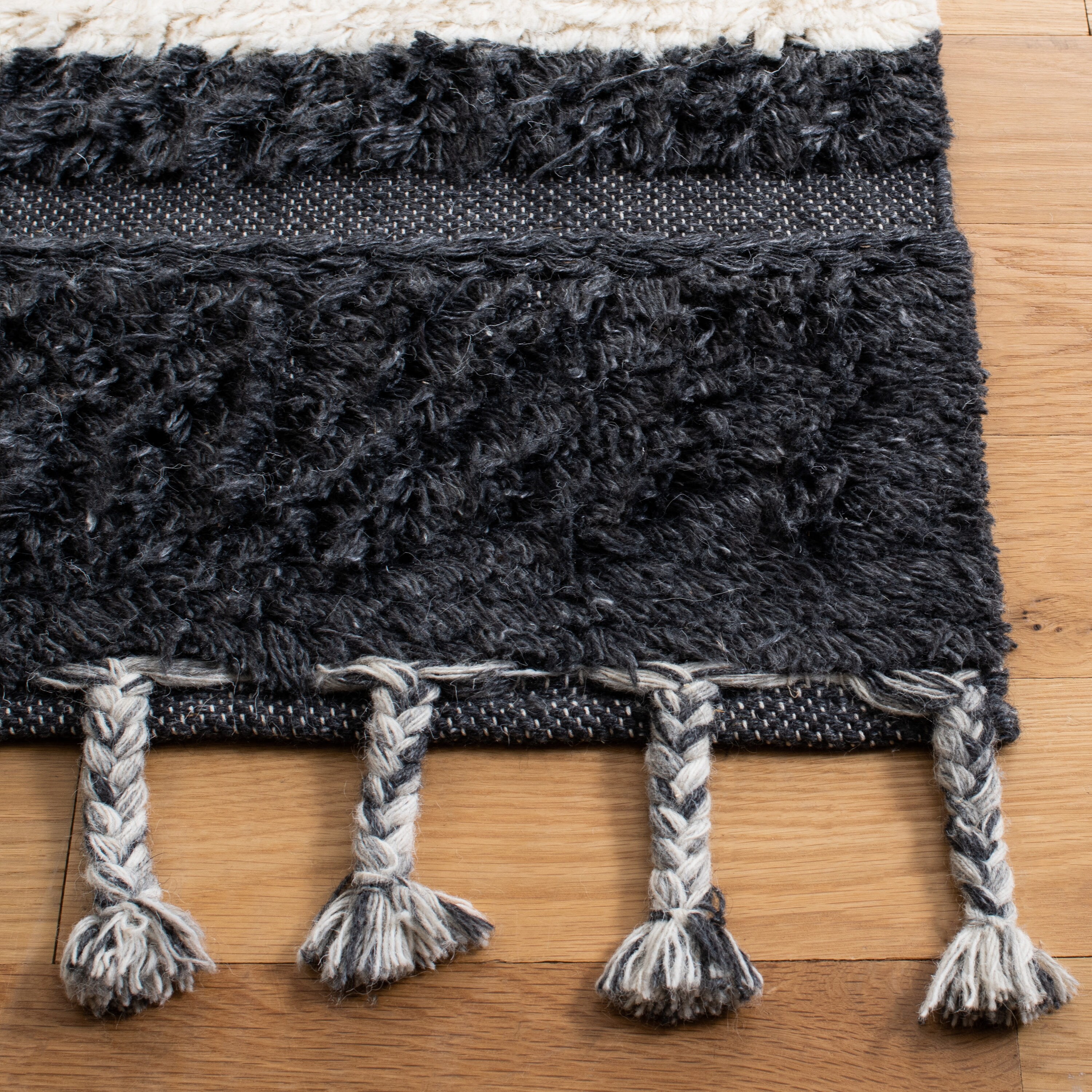 Kenya Hand-Knotted Gray Wool Striped Area Rug