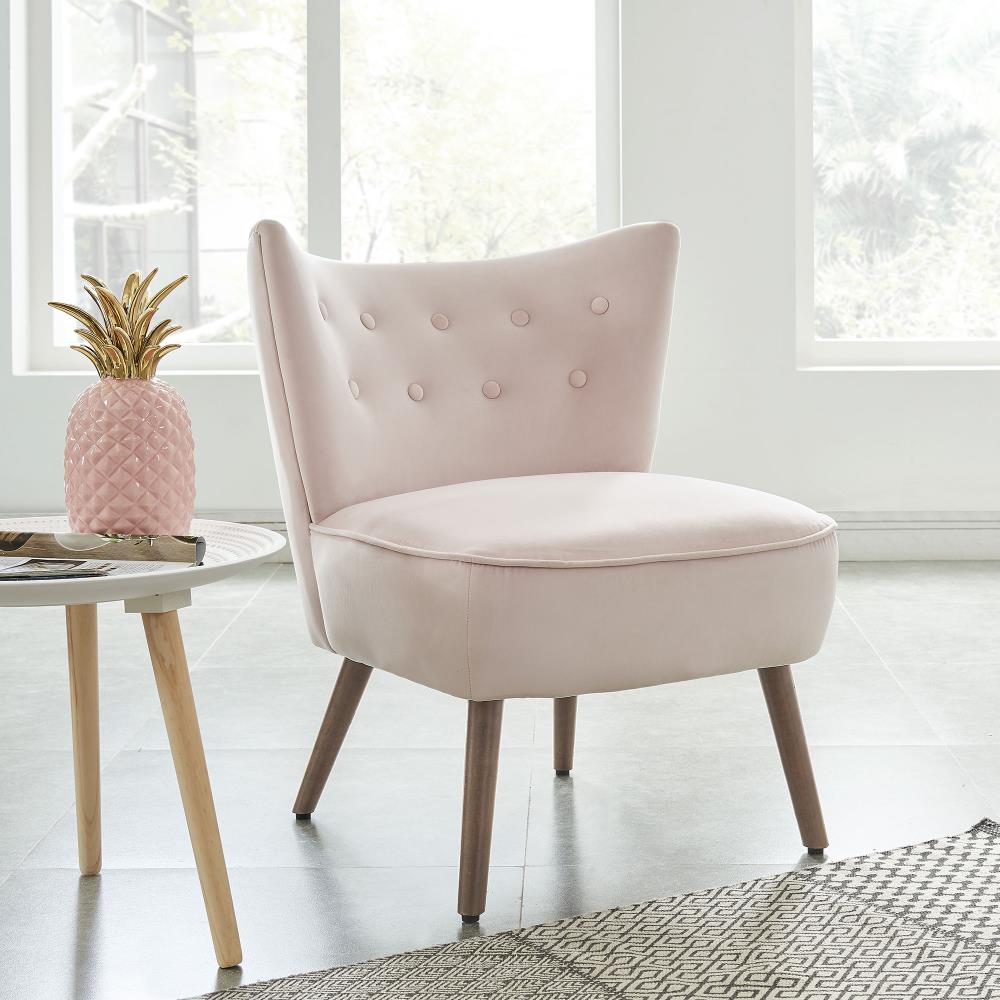 Worldwide Homefurnishings Midcentury Blush Pink Velvet Accent Chair in ...