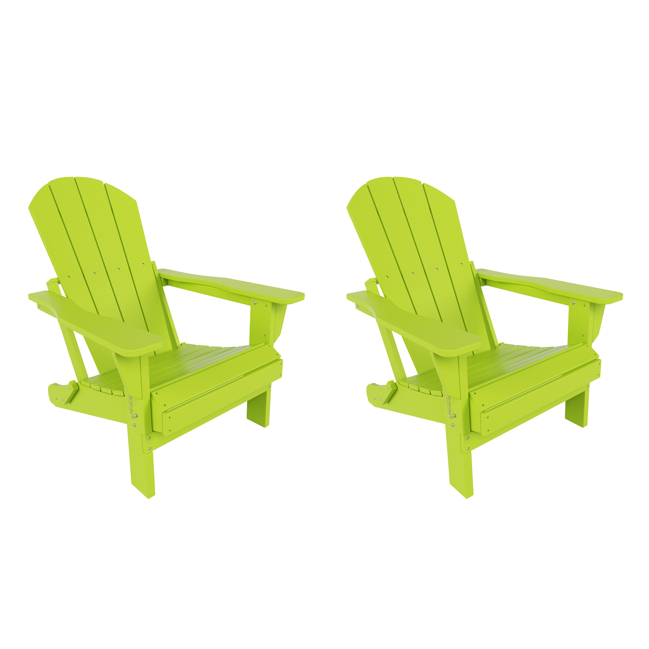 Westin Furniture 2001131-2 Laguna Set of 2 Lime HDPE Frame Stationary Adirondack Chair with Slat Seat