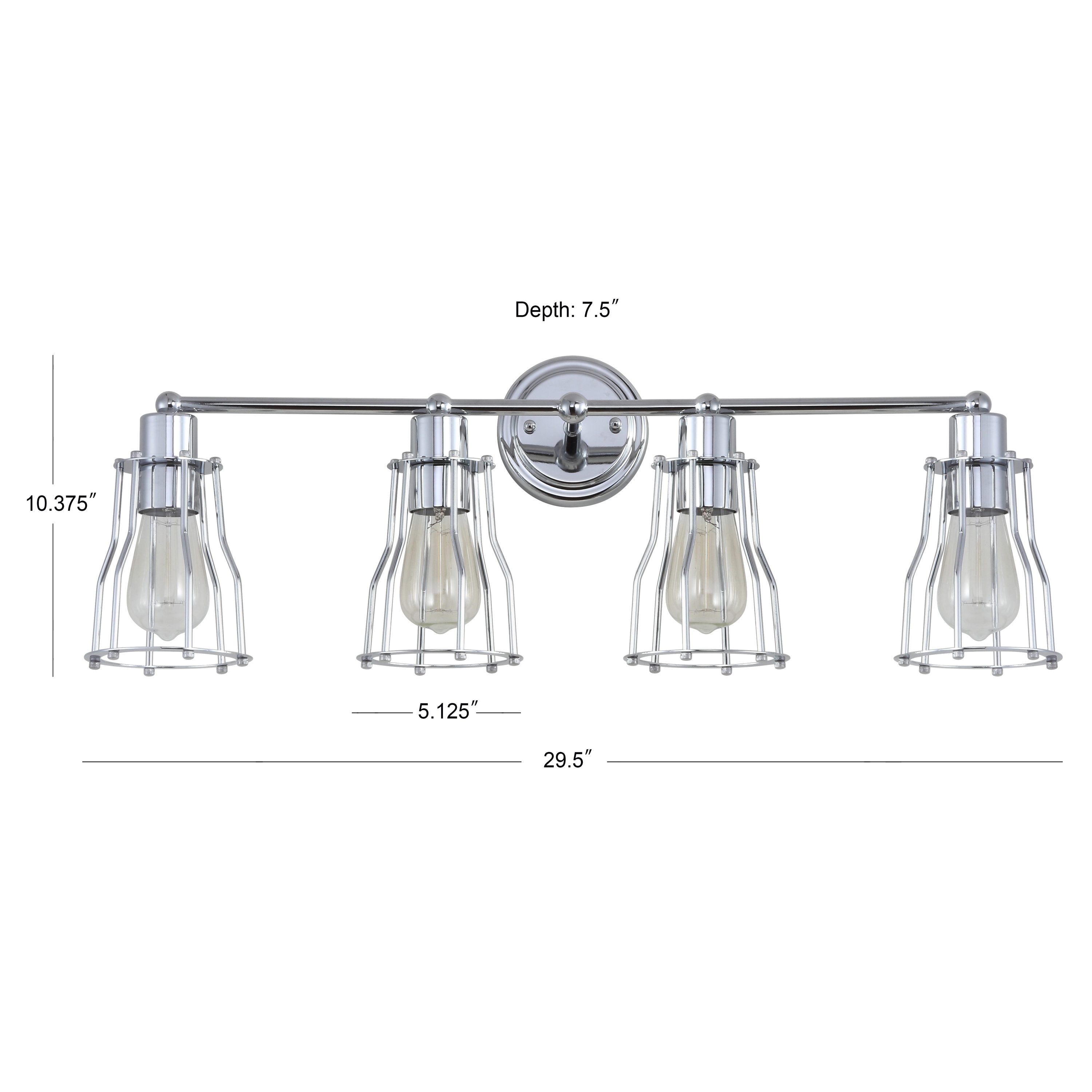 JONATHAN Y Evelyn Metal Farmhouse Industrial 29.5-in 4-Light Polished ...