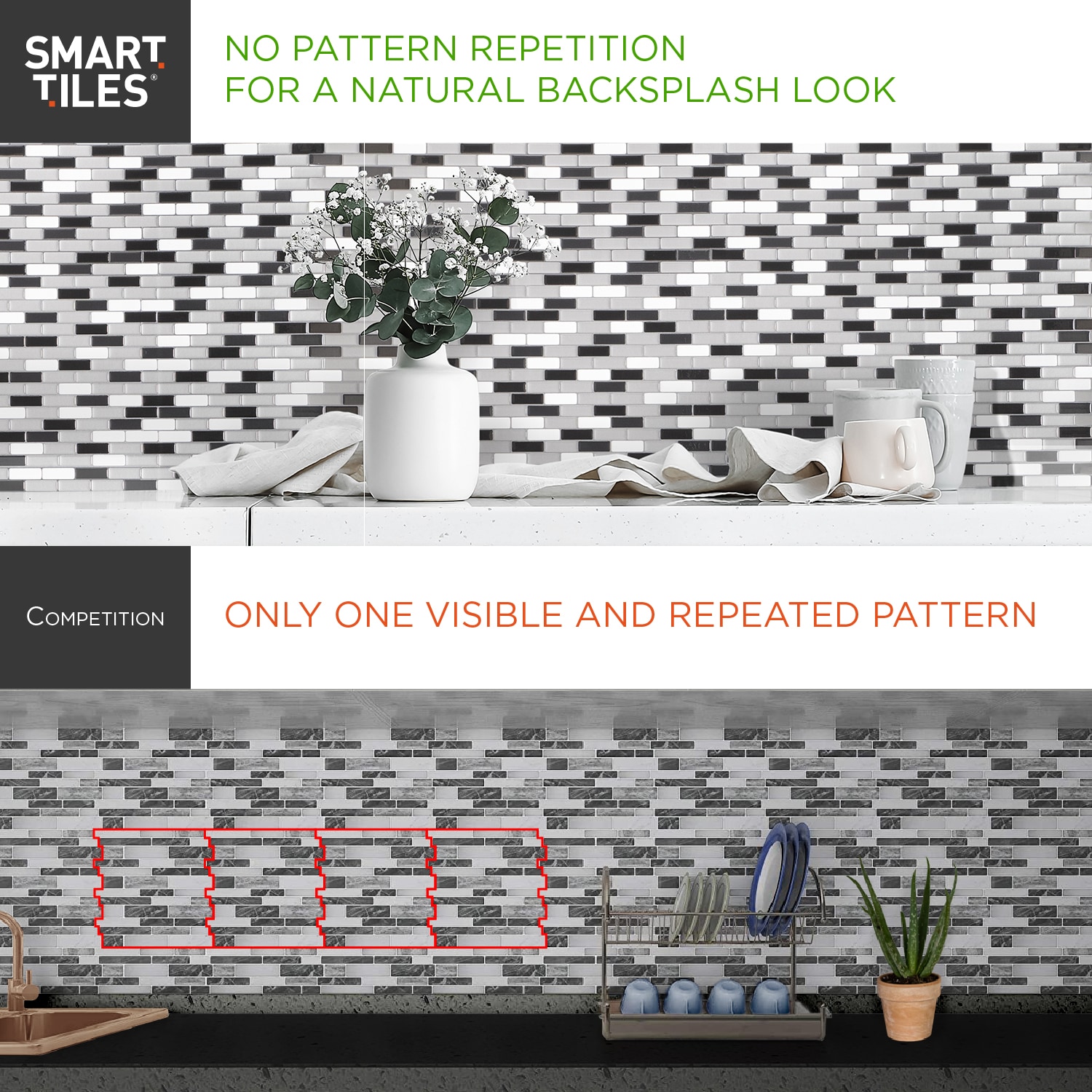 Smart Tiles Minimo Noche White and Gray 9-in x 12-in Glossy Resin Uniform  Squares Peel and Stick Wall Tile (3.05-sq. ft/ Carton) in the Tile  department at