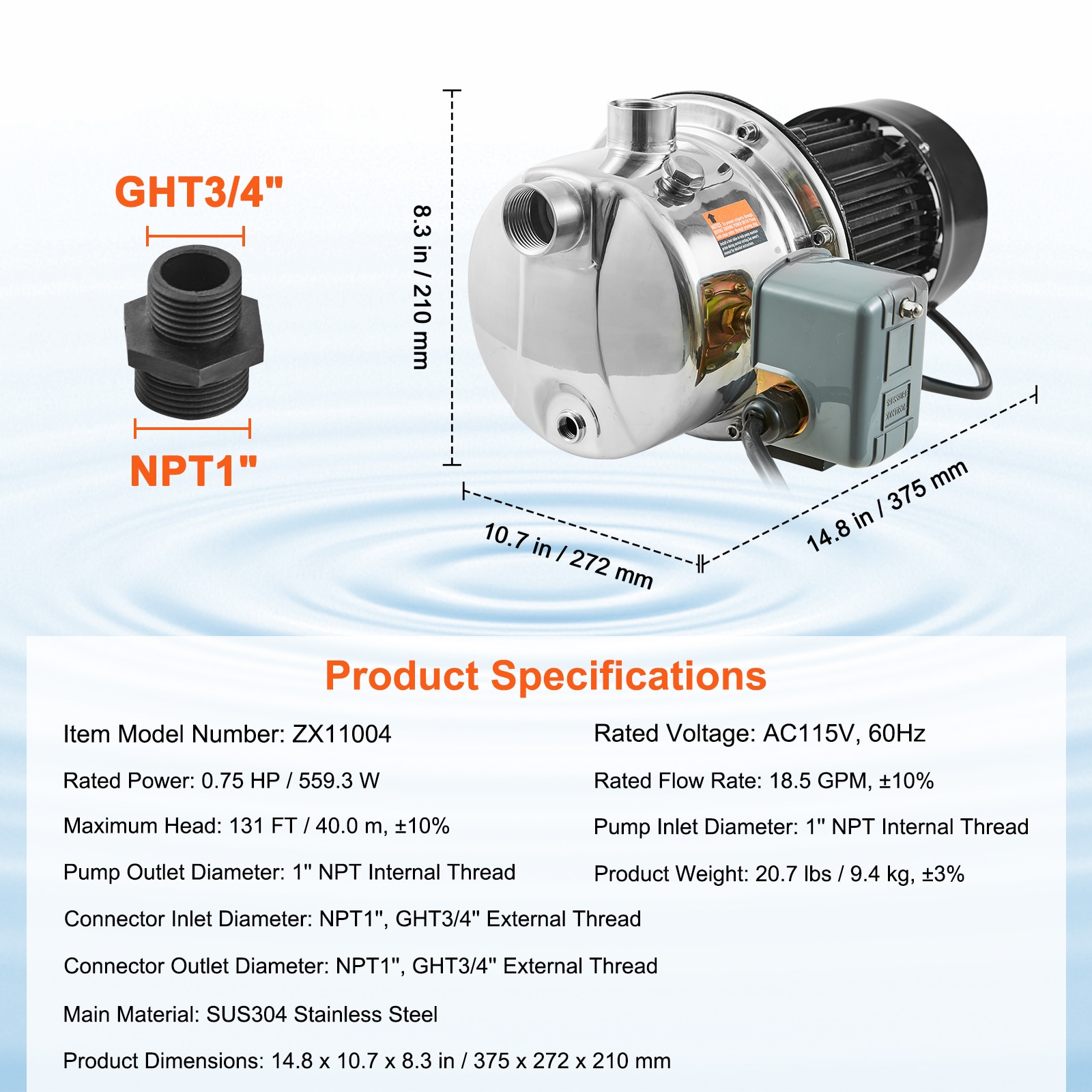 VEVOR PSBJET3-4HP14GPM1V1 pumps - View #9