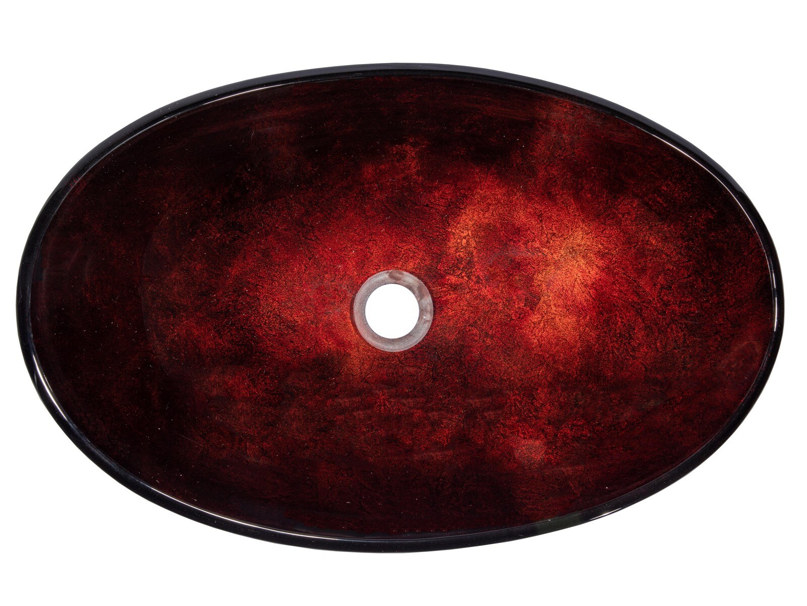 Red Copper Textured Glass Oval Vessel Sink