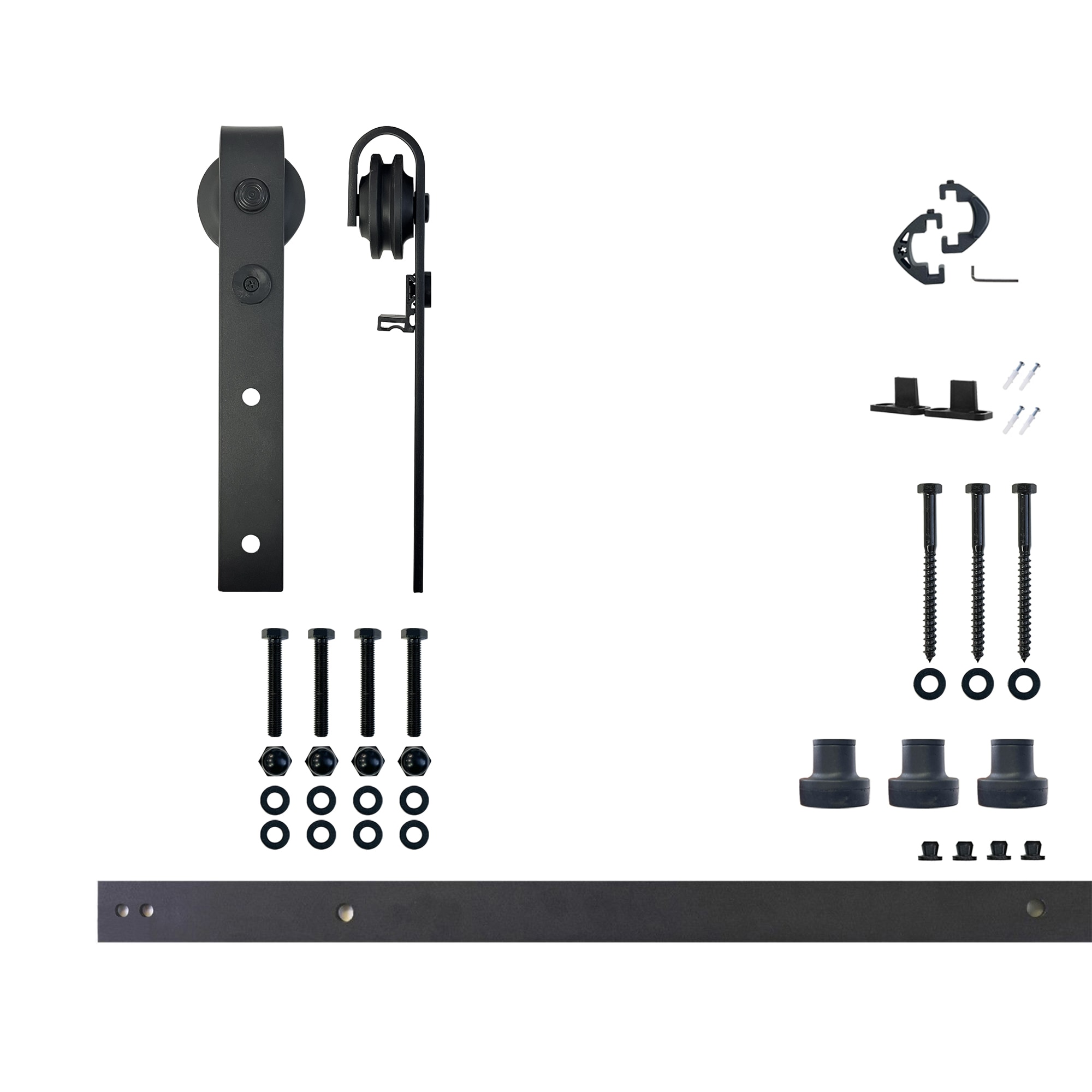 HOMACER 48-in Rustic black Black Indoor J-strap Single Barn door hardware kit #YT1TGH048C