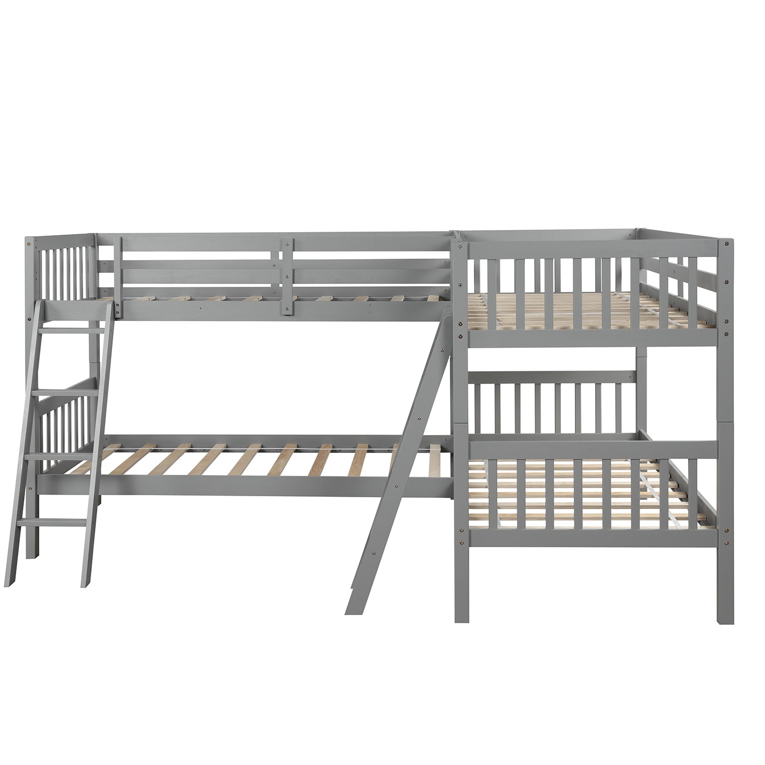 CASAINC shaped bunk bed Gray Twin Over Twin Bunk Bed at Lowes.com