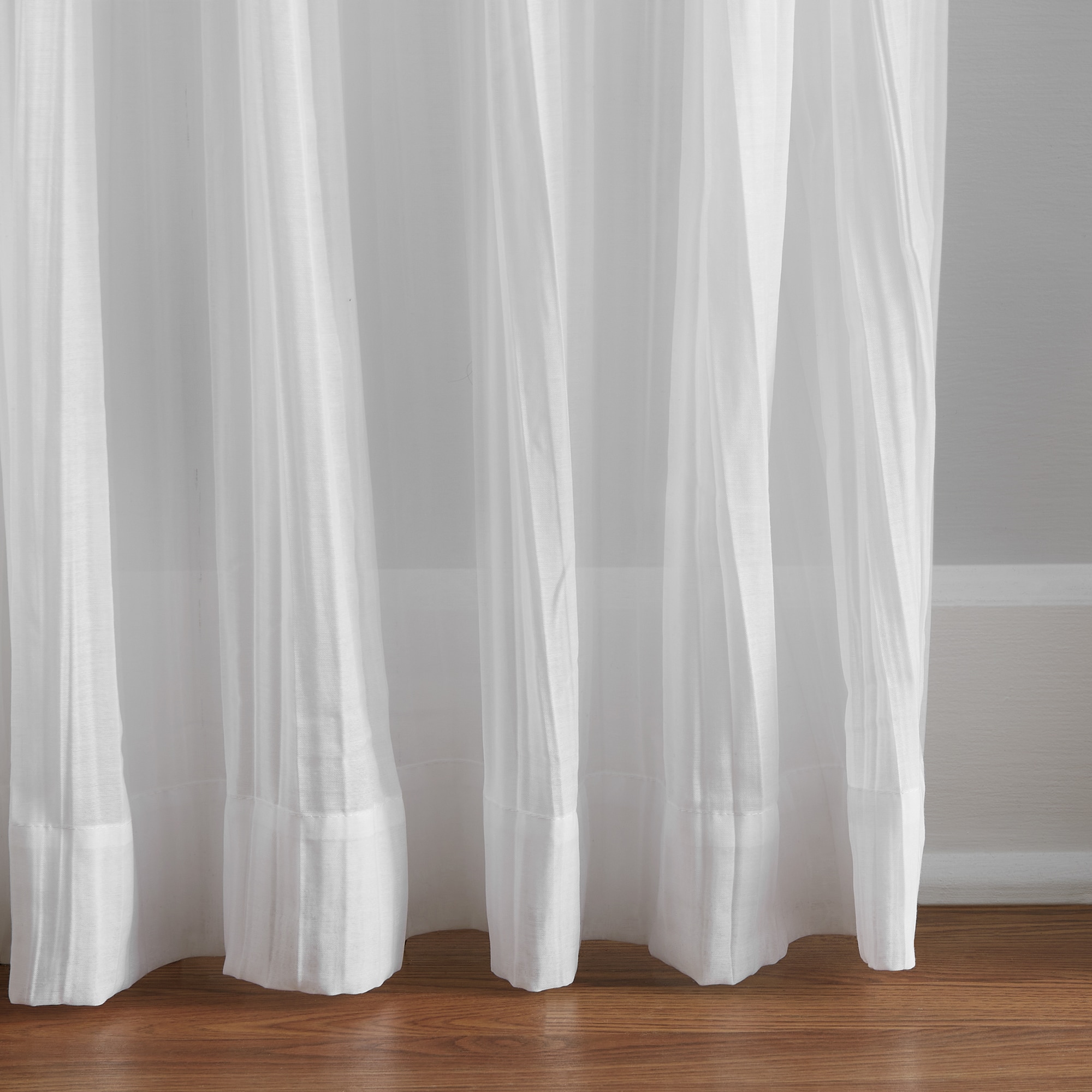 Elrene Home Fashions 95 In White Semi Sheer Tie Top Single Curtain Panel In The Curtains 0922