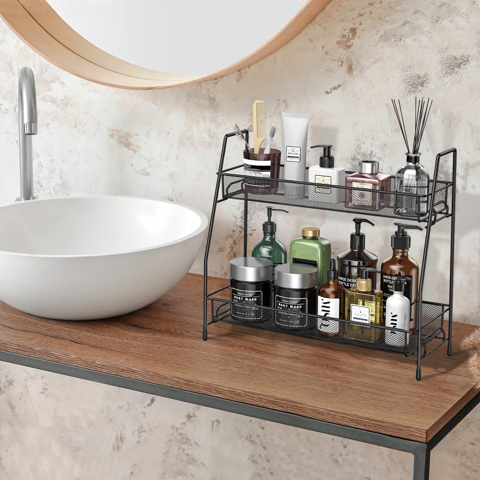 Aoibox Two Tier Multi Use Spice Rack Organizer for Kitchen and Bathroom ...