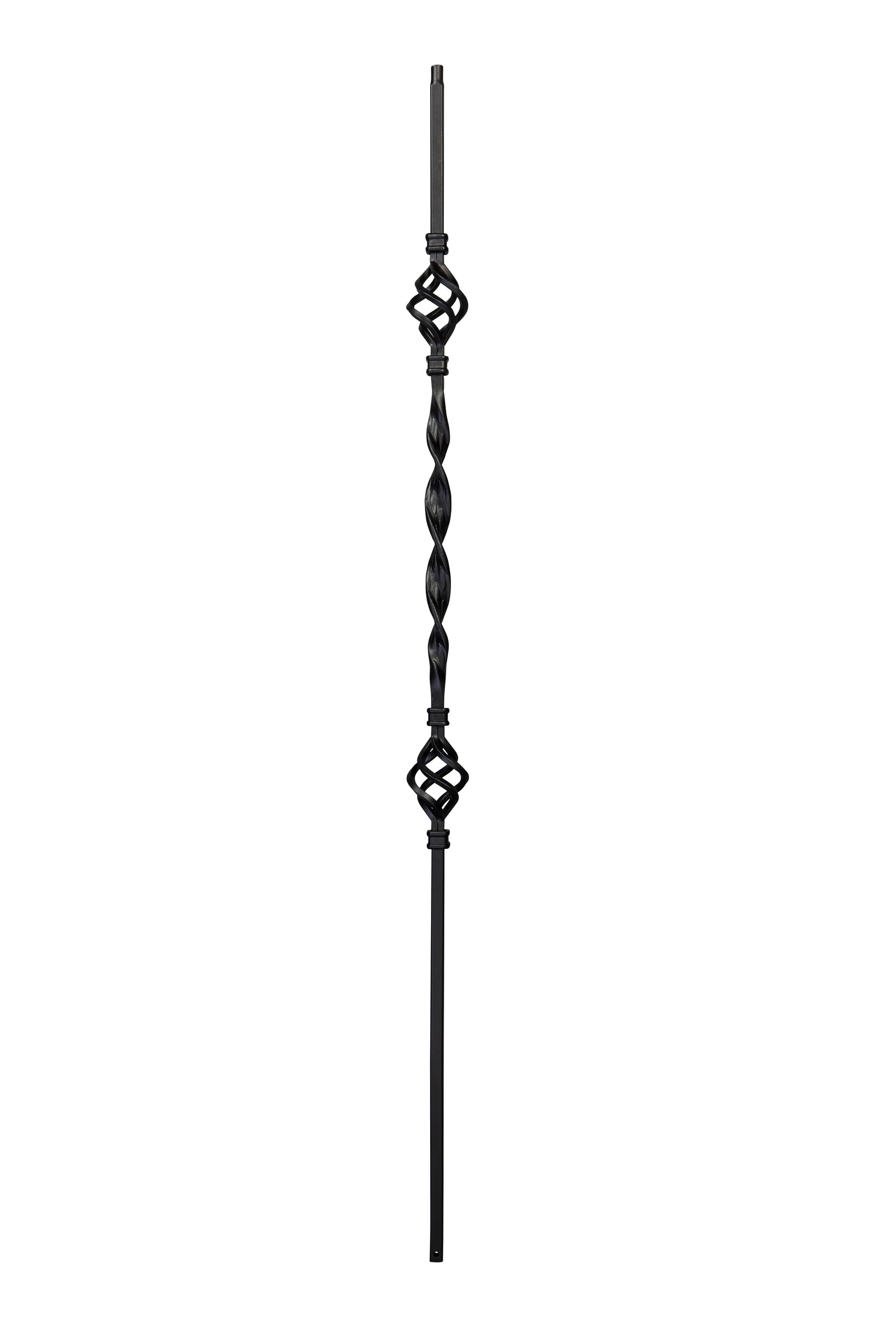 Crown Heritage 4583322FB44 44-in x 2.375-in Satin Black Wrought Iron Pin Top Double Basket Stair Baluster