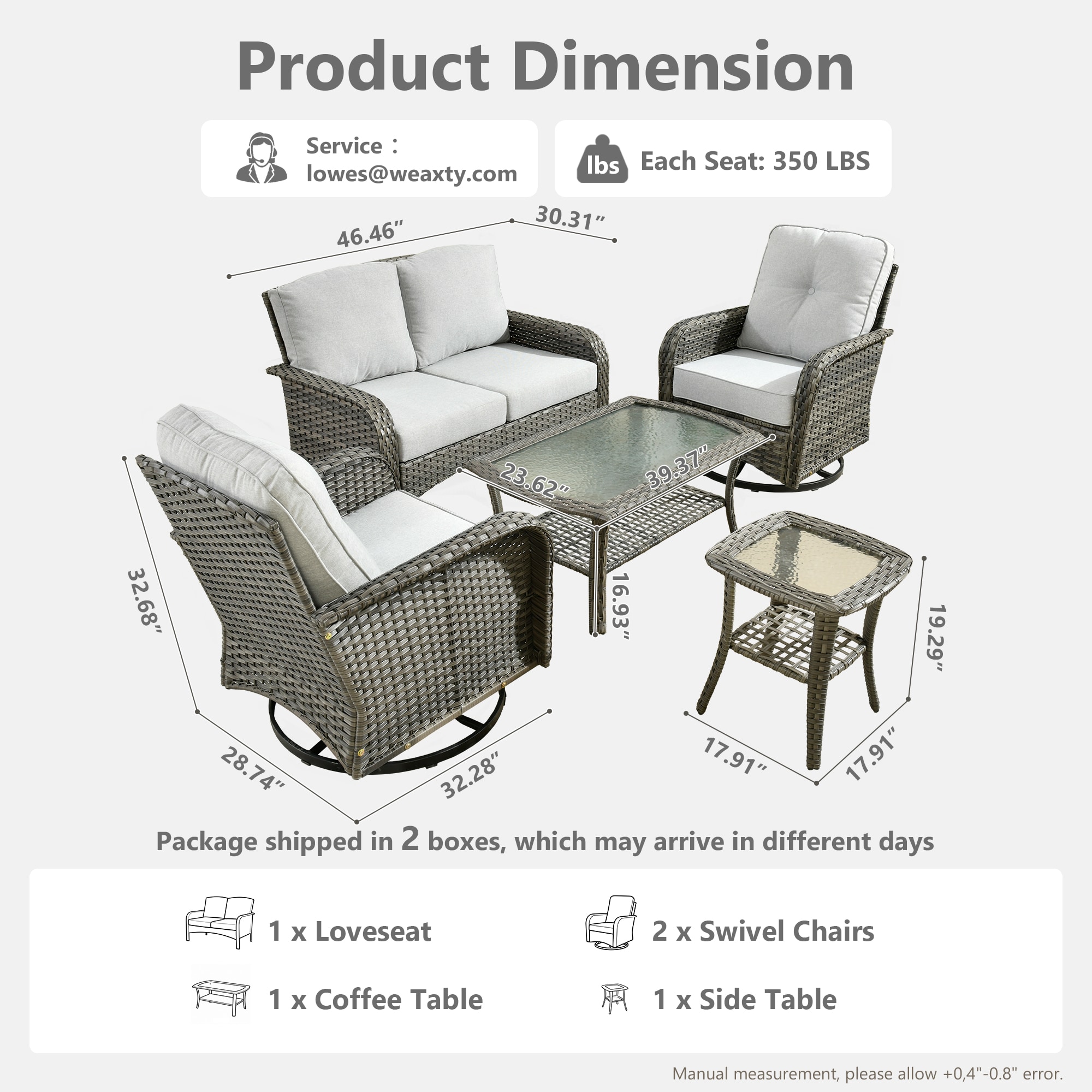 weaxty HMBYZGNCGNDS400S51 Patio-Conversation-Sets - View #8