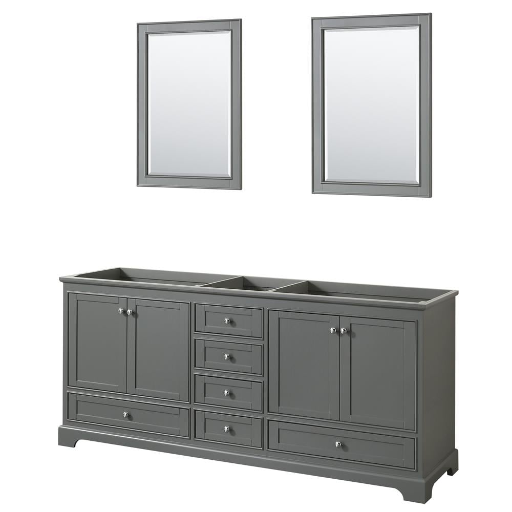 Wyndham Collection WCS202080DKGCXSXXM24 Deborah 80-in Dark Gray with Polished Chrome Trim Bathroom Vanity Base Cabinet without Top (Mirror Included)