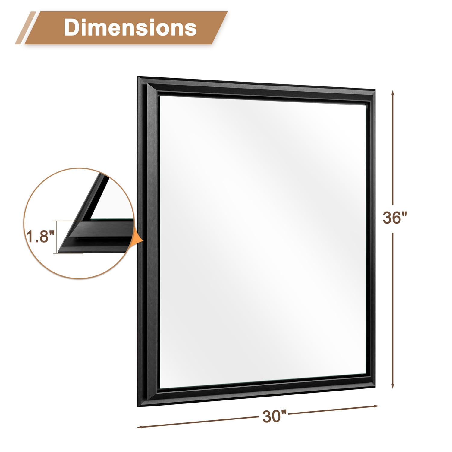 30-in x 36-in Framed Bathroom Vanity Mirror (Black) in the Bathroom ...