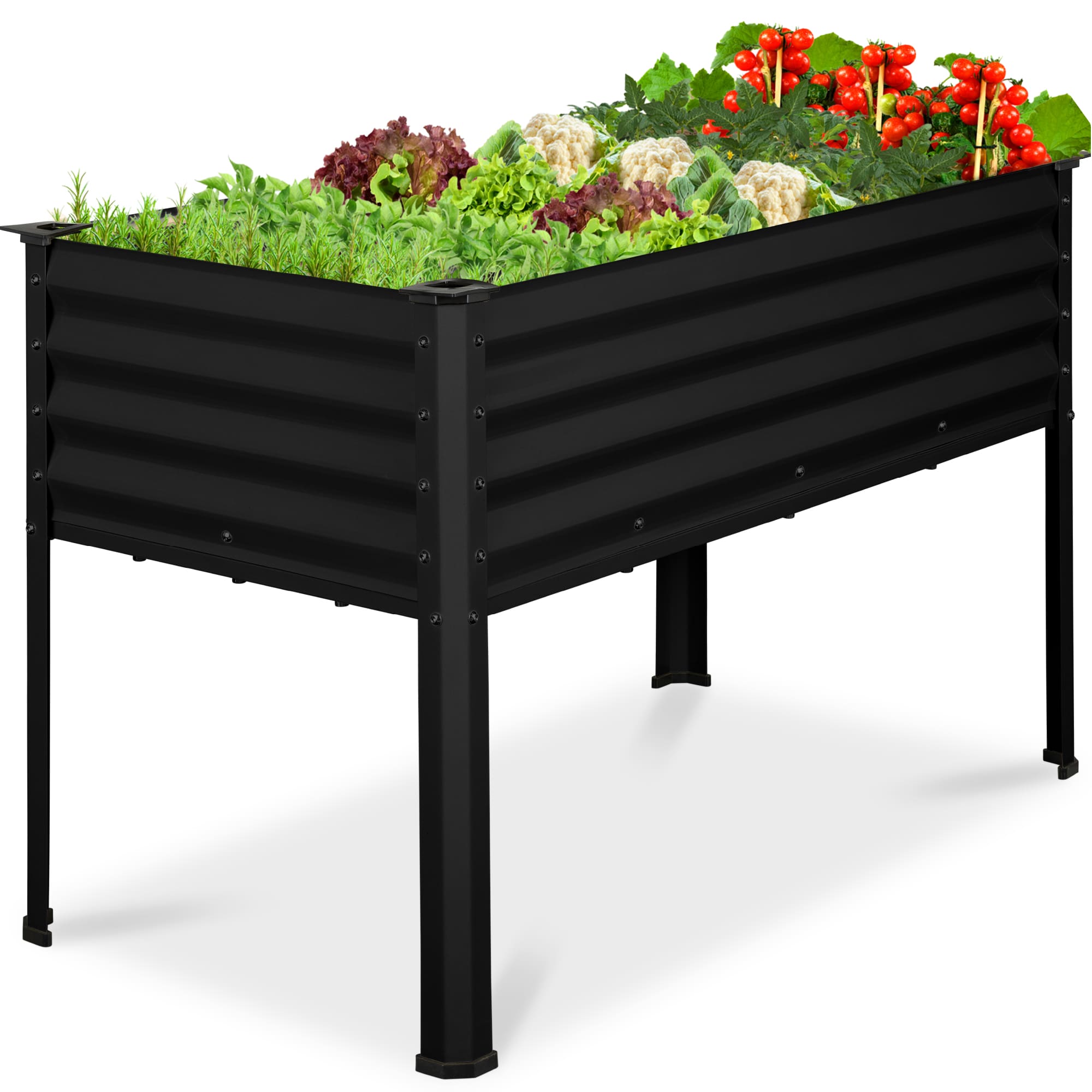 Best Choice Products 48x24x30in Elevated Galvanized Metal Garden Bed w/ Corner Protectors - Black #SKY8713