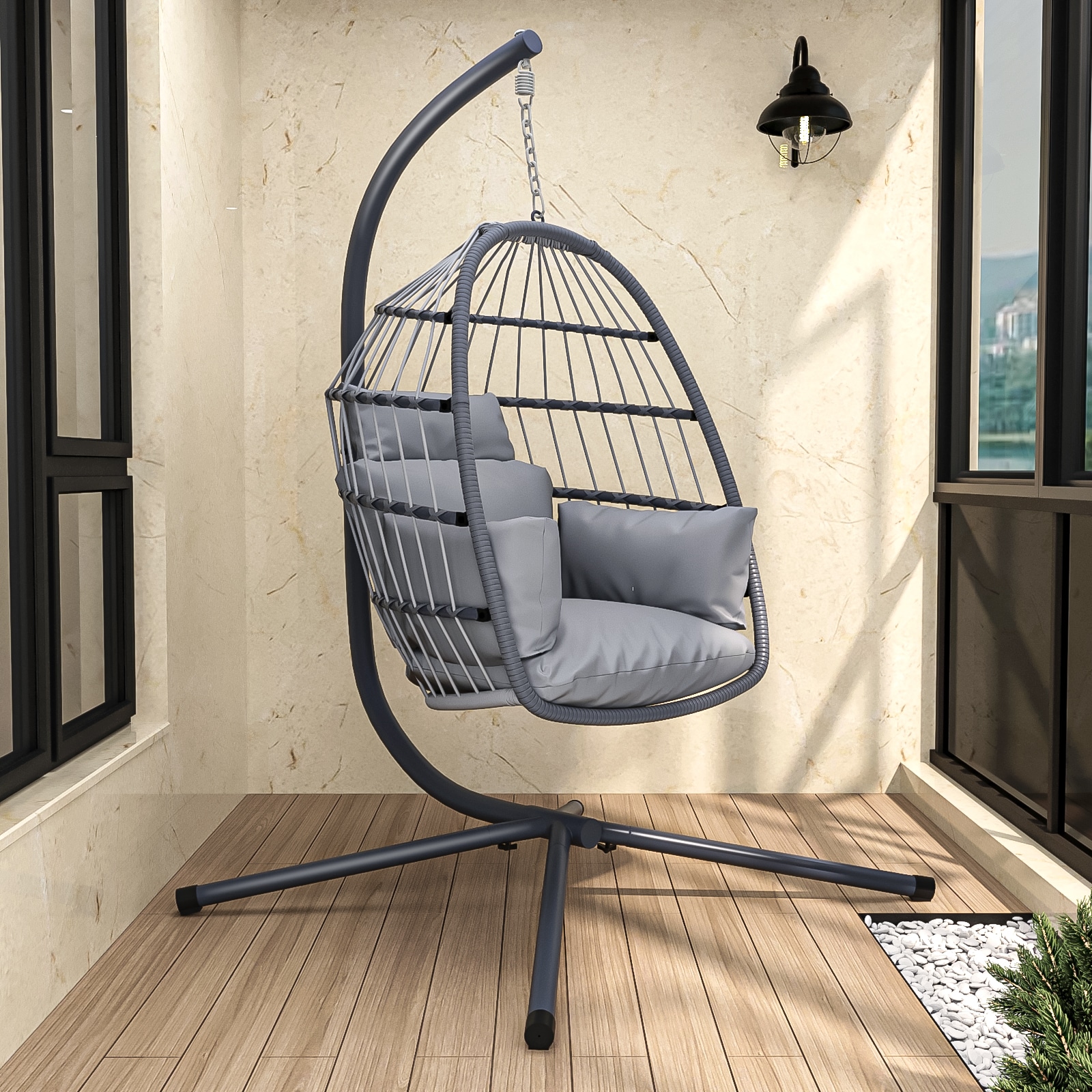 Nestfair HP400526 1 -person Gray Stainless Steel Outdoor Swing