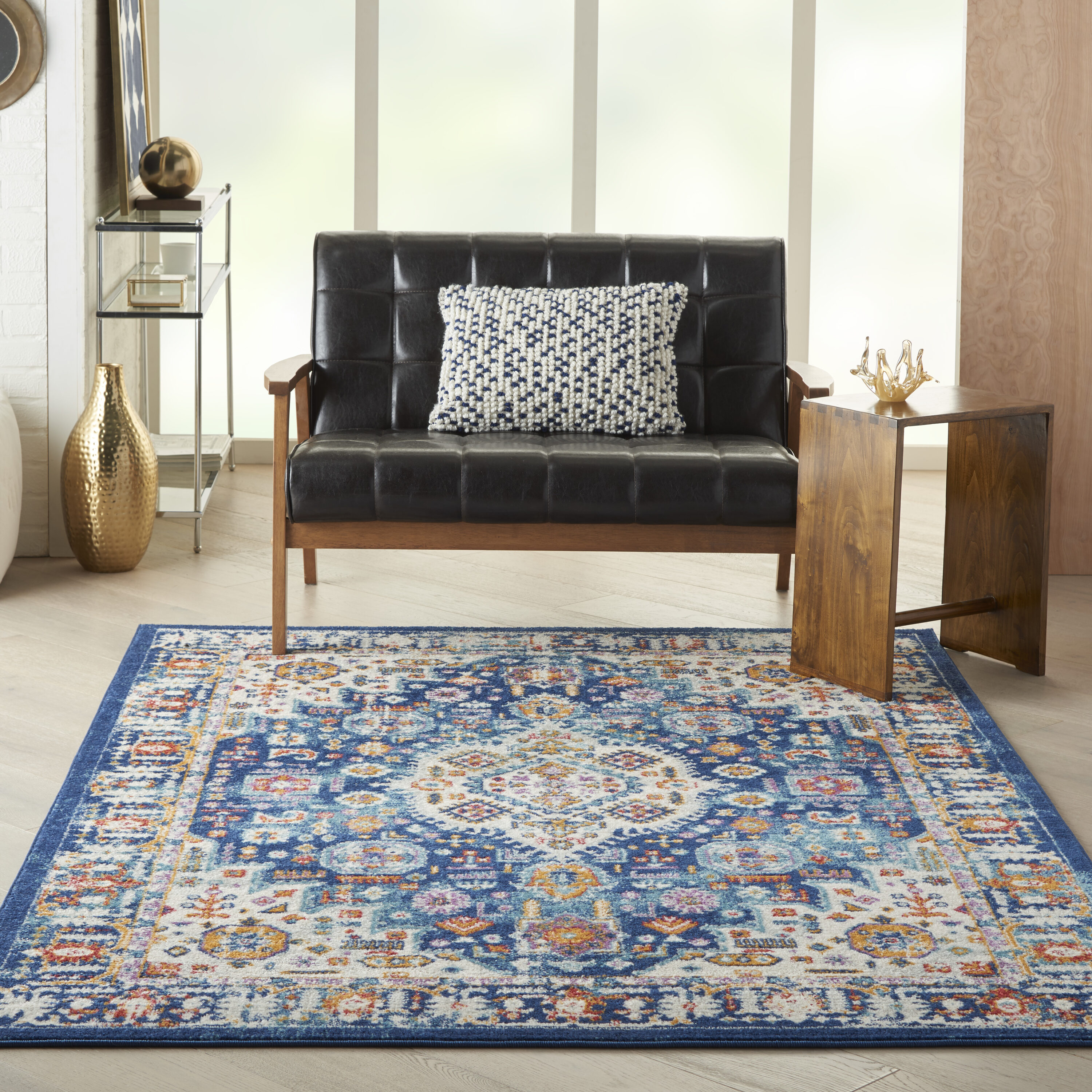 Nourison 99446766335 Passion 5 x 8 (ft) Loomed Polypropylene Blue/multicolor Rectangular Indoor Abstract Area rug