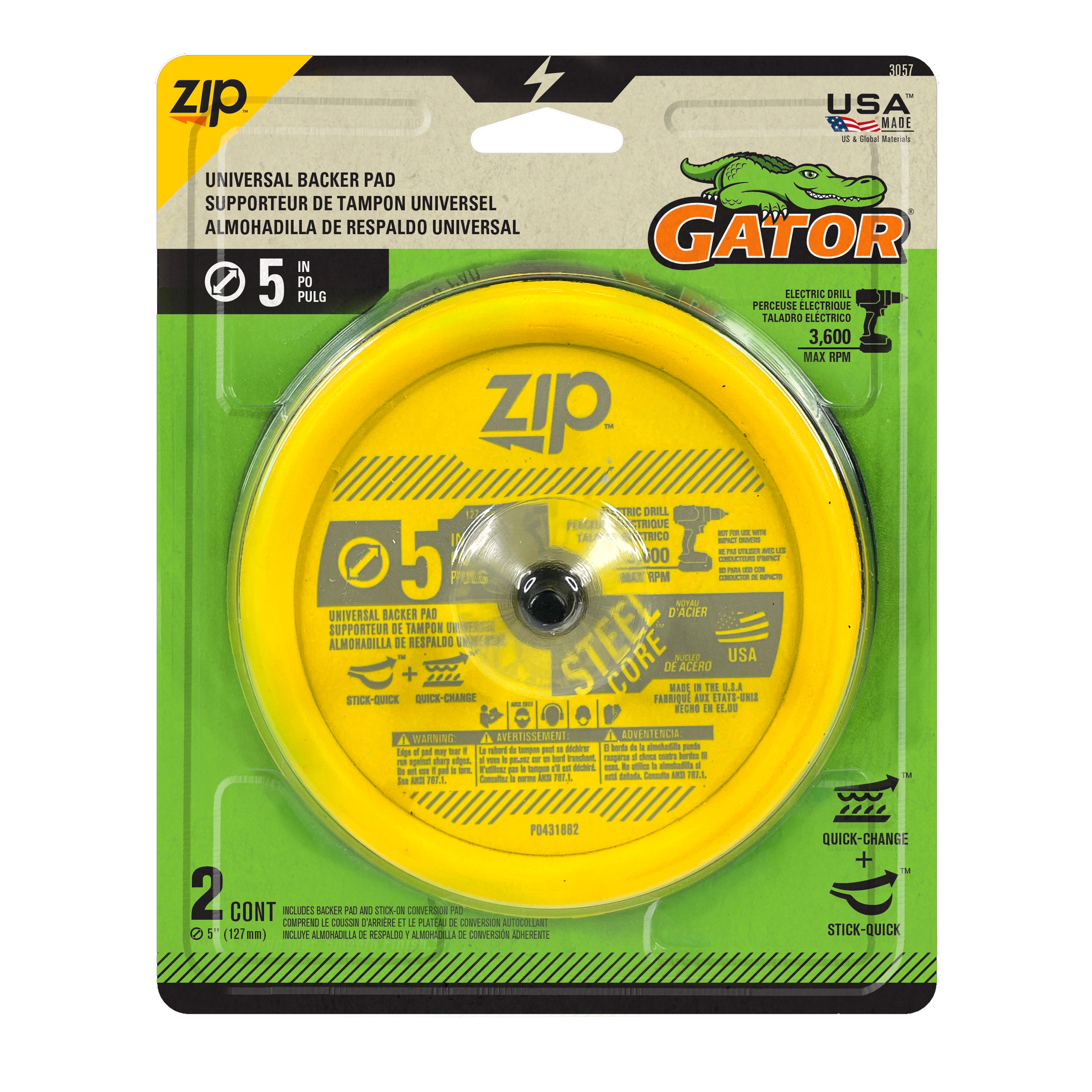 Gator 3057 Zip Pad -Grit Backer pad Sandpaper