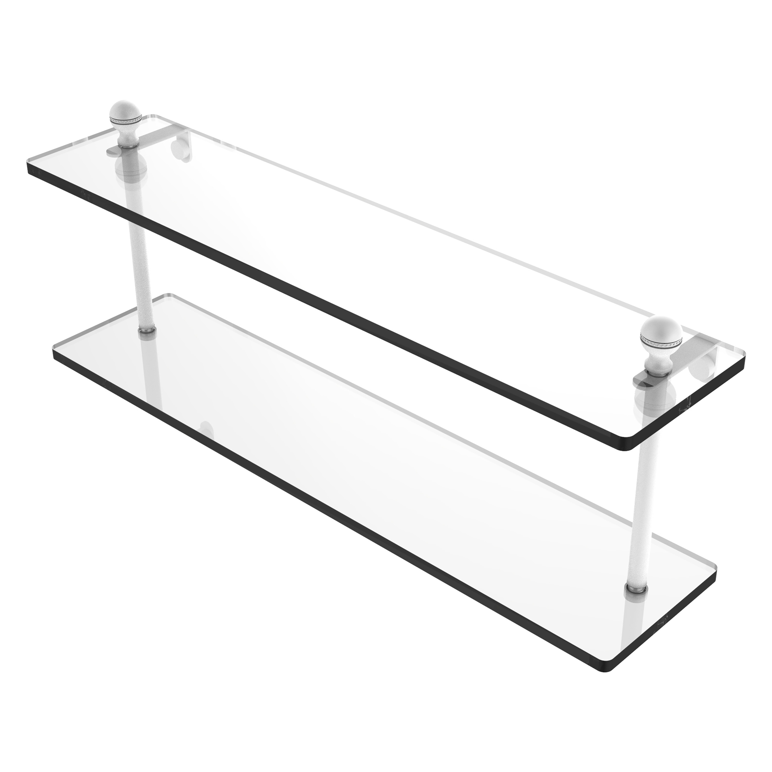 Allied Brass MA-2/22-WHM Mambo Matte White 2 -Tier Wall mount Bathroom Shelf ( 22-in x 8-in x 5-in )