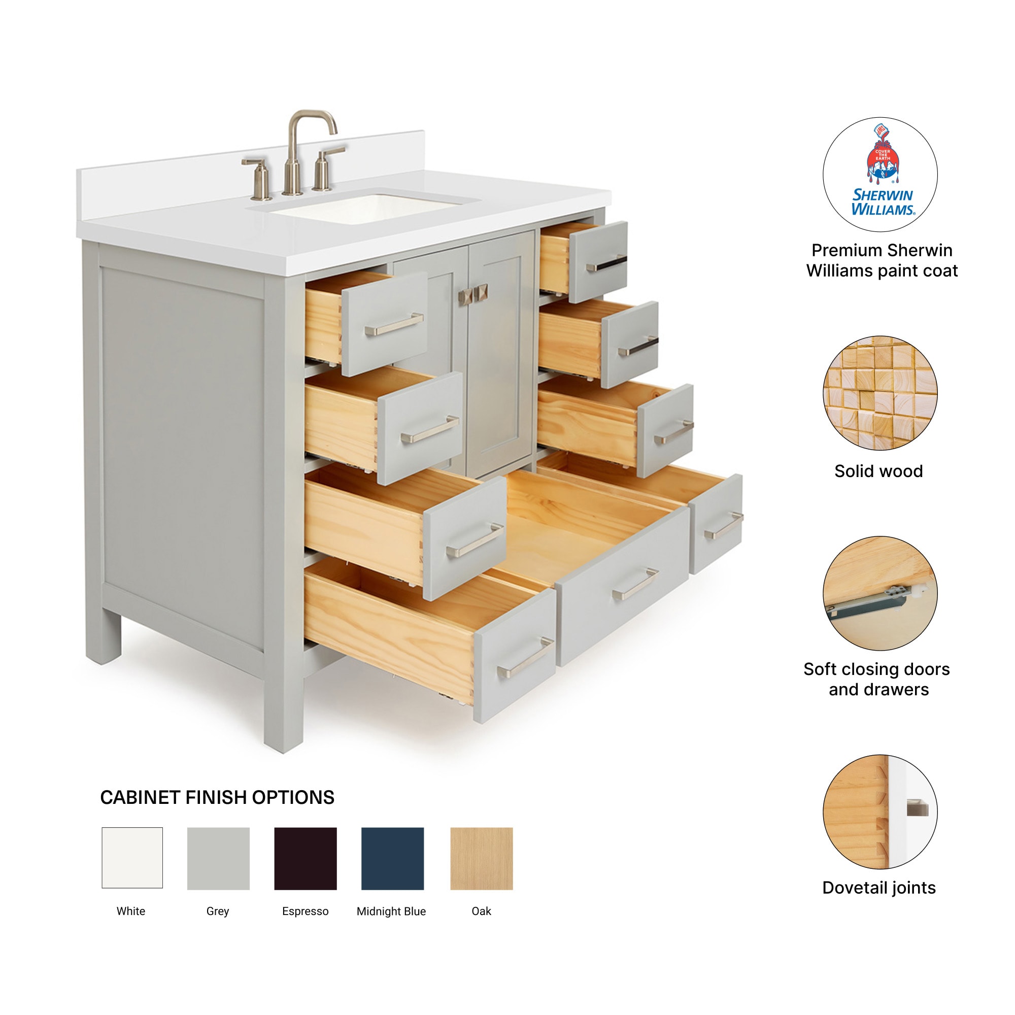 ARIEL A043SWQRVOGRY Bath-Vanity-Combo - View #4