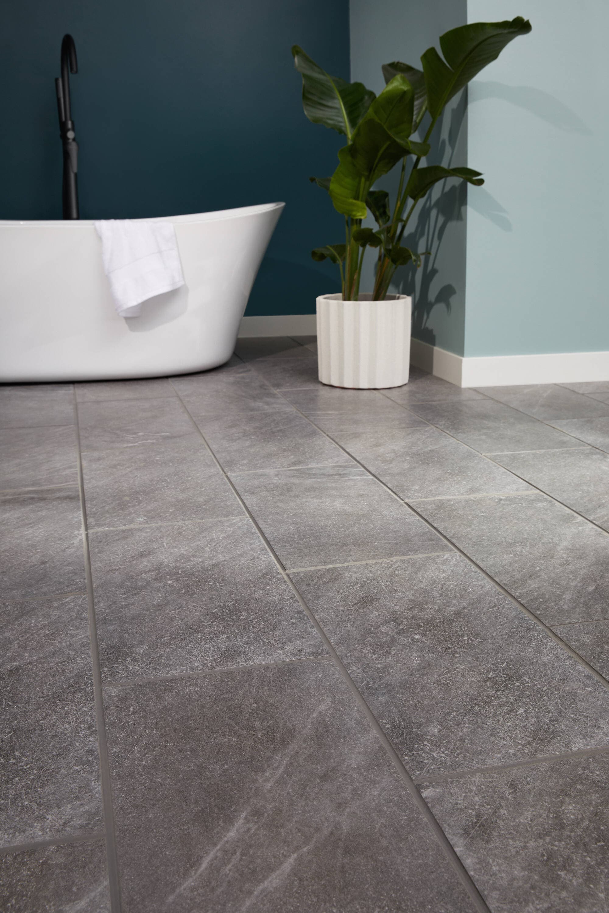 gray tile bathroom floor