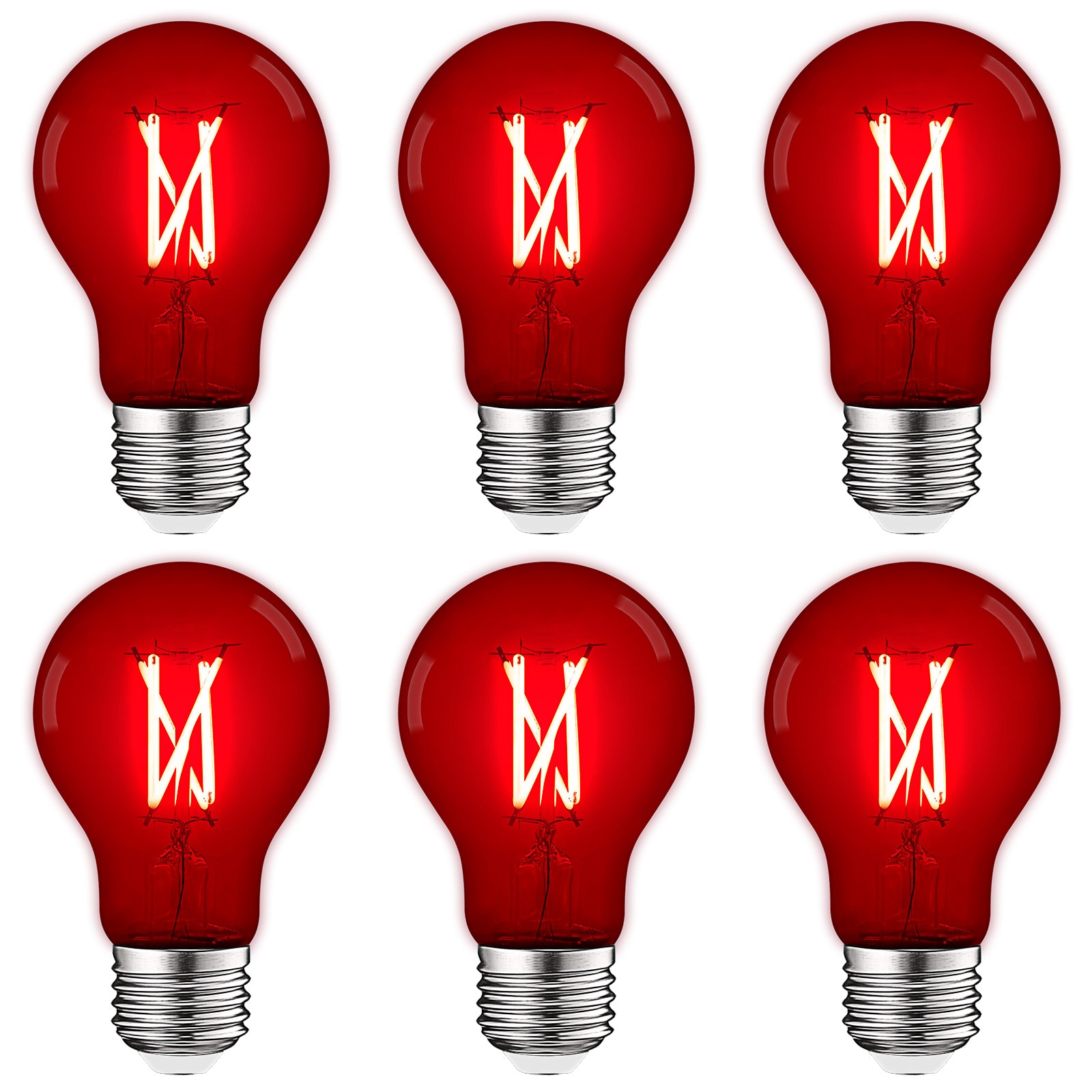 Luxrite LR21720-6PK 60 -Watt EQ A19 Red Medium base (E-26) LED Decorative Light Bulb 6 -Pack