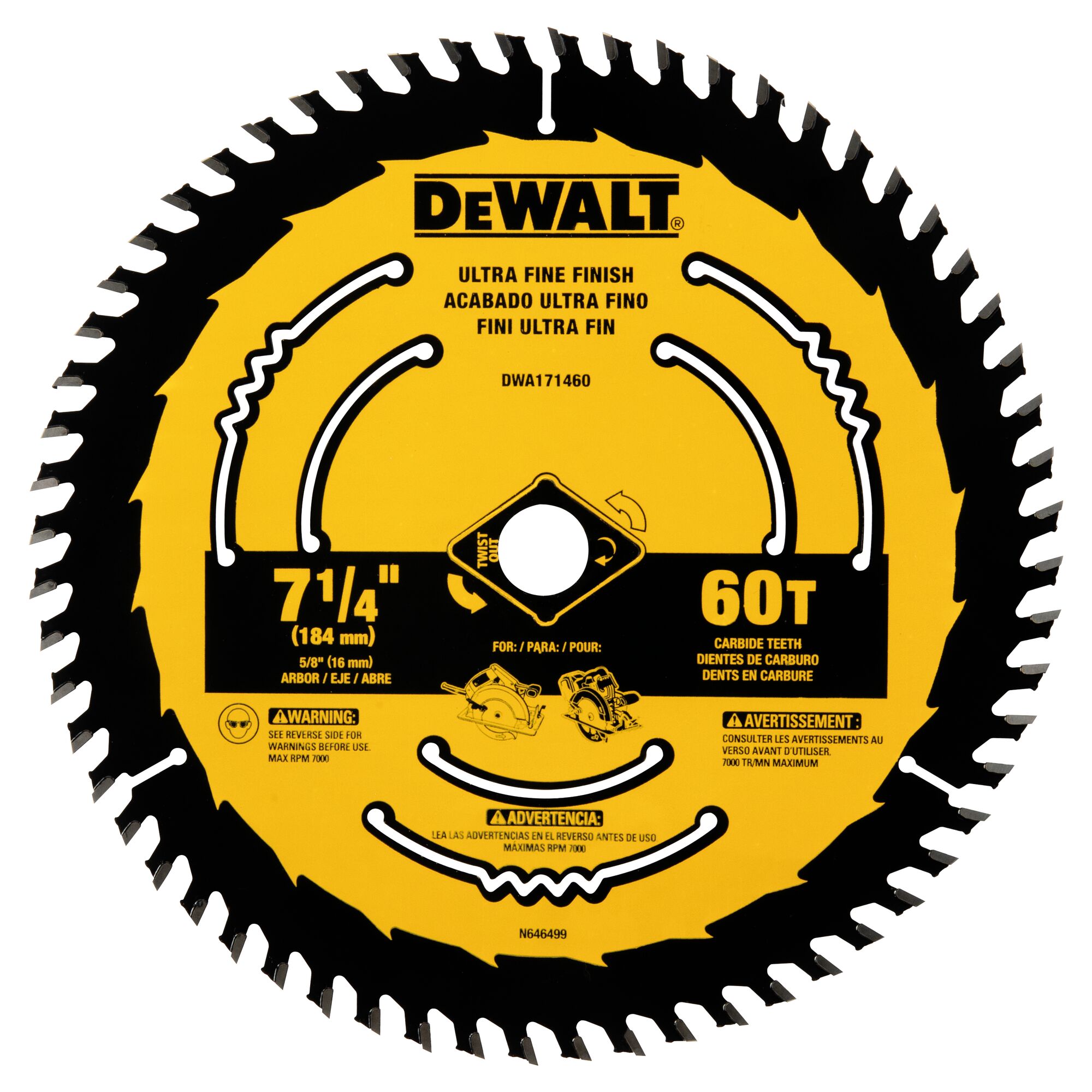 DEWALT 7-1/4-in 60-Tooth Fine Finish Tungsten Carbide-tipped Steel ...