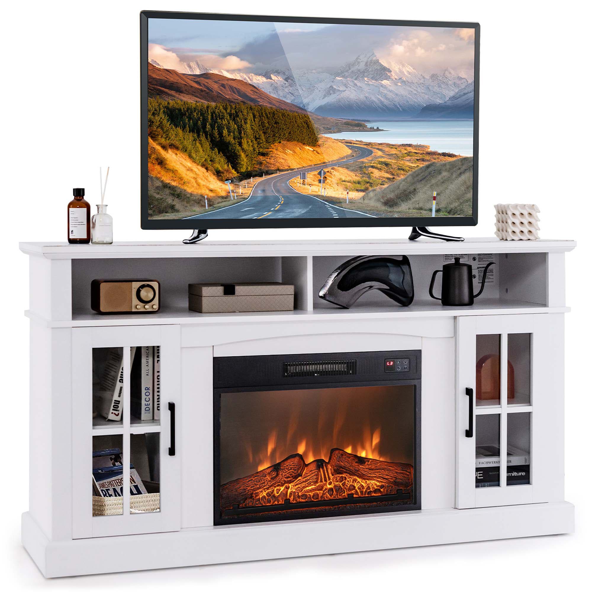 Costway 58 inch Fireplace TV Stand with 1400W Electric Fireplace for TVs up to 65 inches White HCST00389 at Lowes